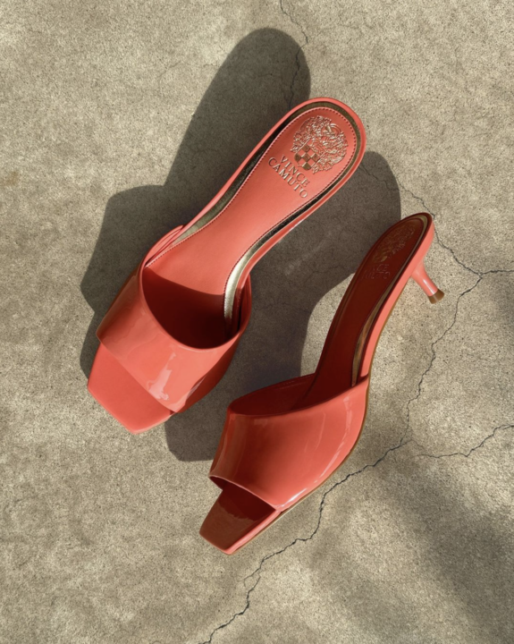 Spring Summer shoes, Kitten heels, trending, spring colours, orange, pink, 