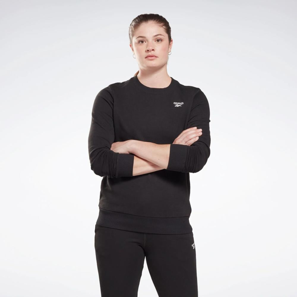 Reebok Apparel  Women's Reebok Id Small Logo French Terry Crew Reebok Training App Women Black Reg