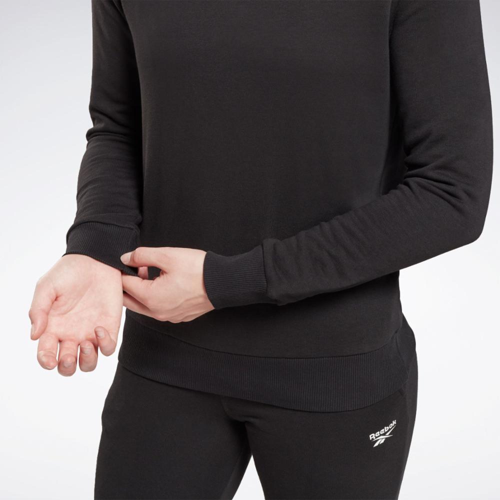 Reebok Women's Reebok Id Small Logo French Terry Crew  In Black REG
