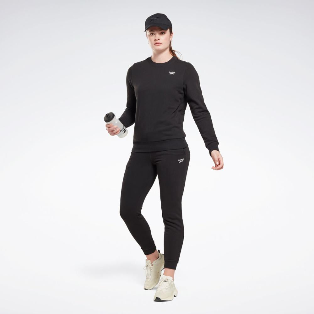 Reebok Women's Reebok Id Small Logo French Terry Crew  In Black REG