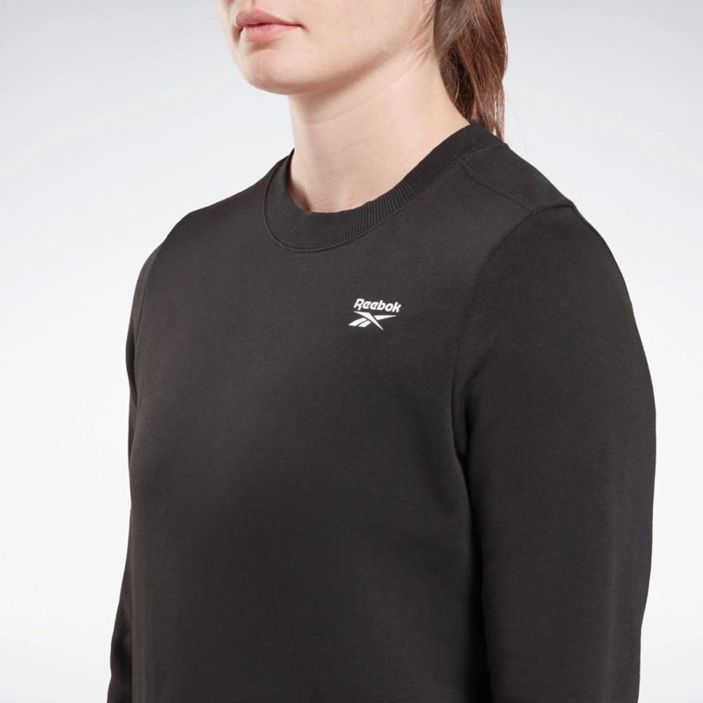 Reebok Women's Reebok Id Small Logo French Terry Crew  In Black REG