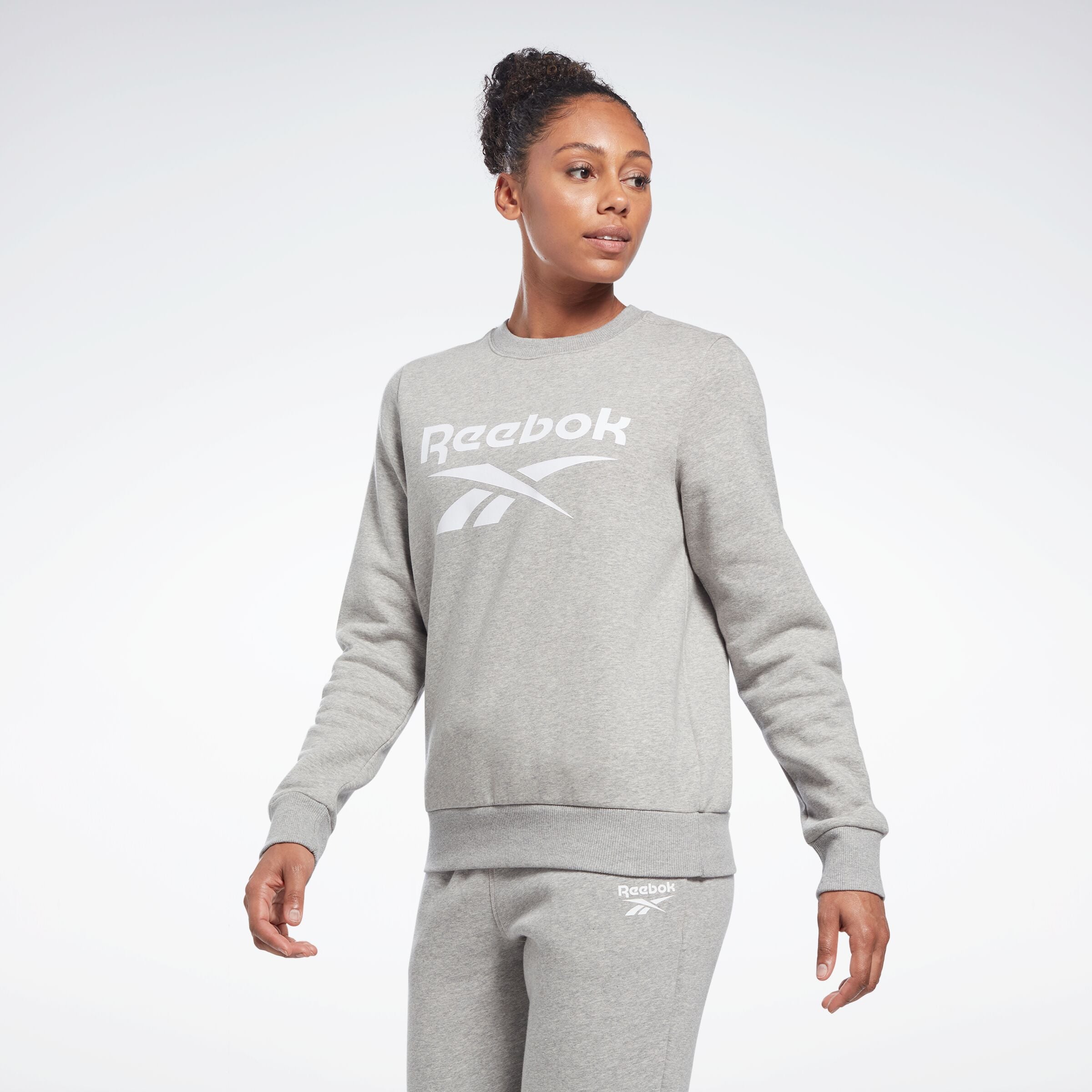 Reebok Women's Reebok Id Big Logo Fleece Crew  In Medium REG