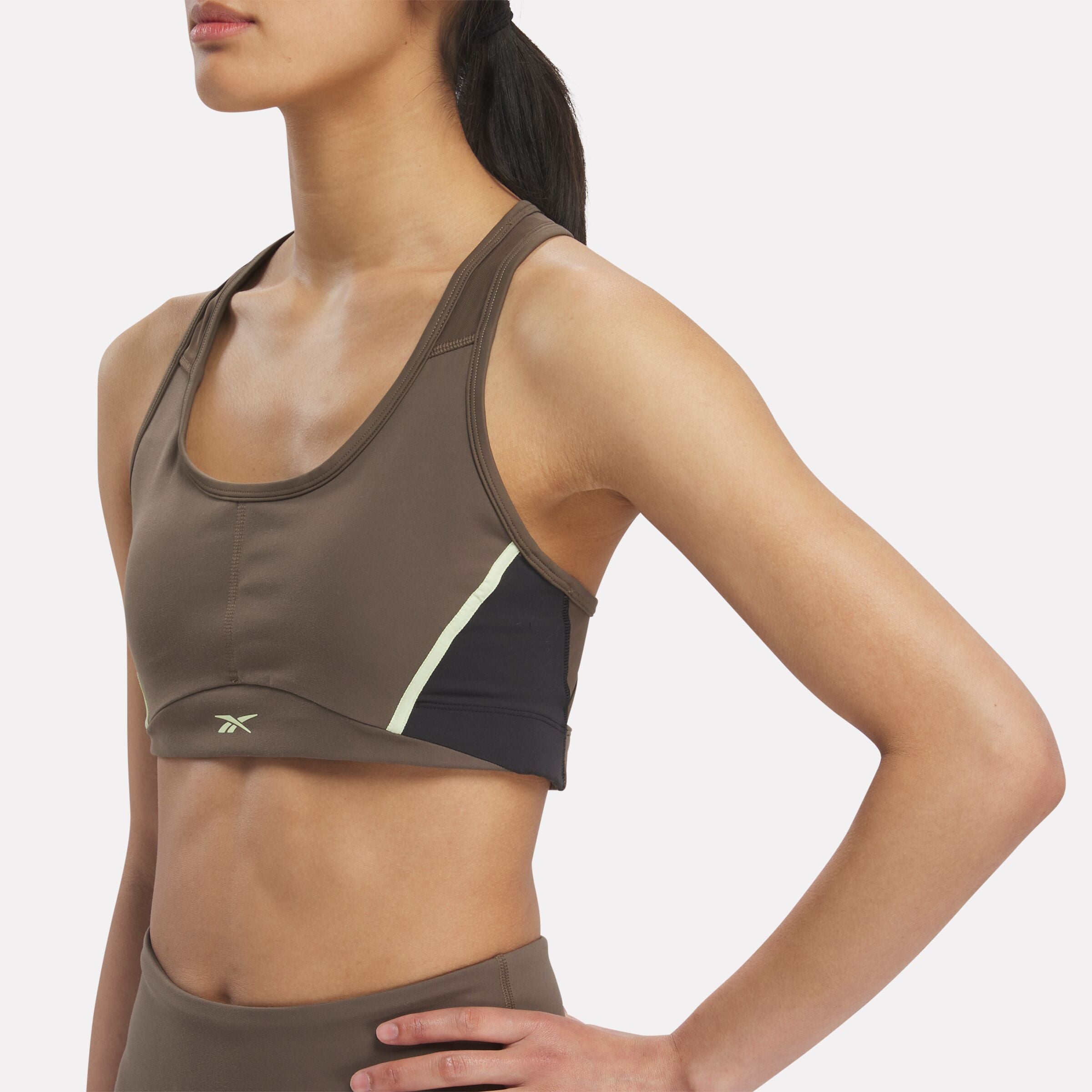 Reebok Women's Lux Racer Padded Bra Colorblocked  In Grout REG