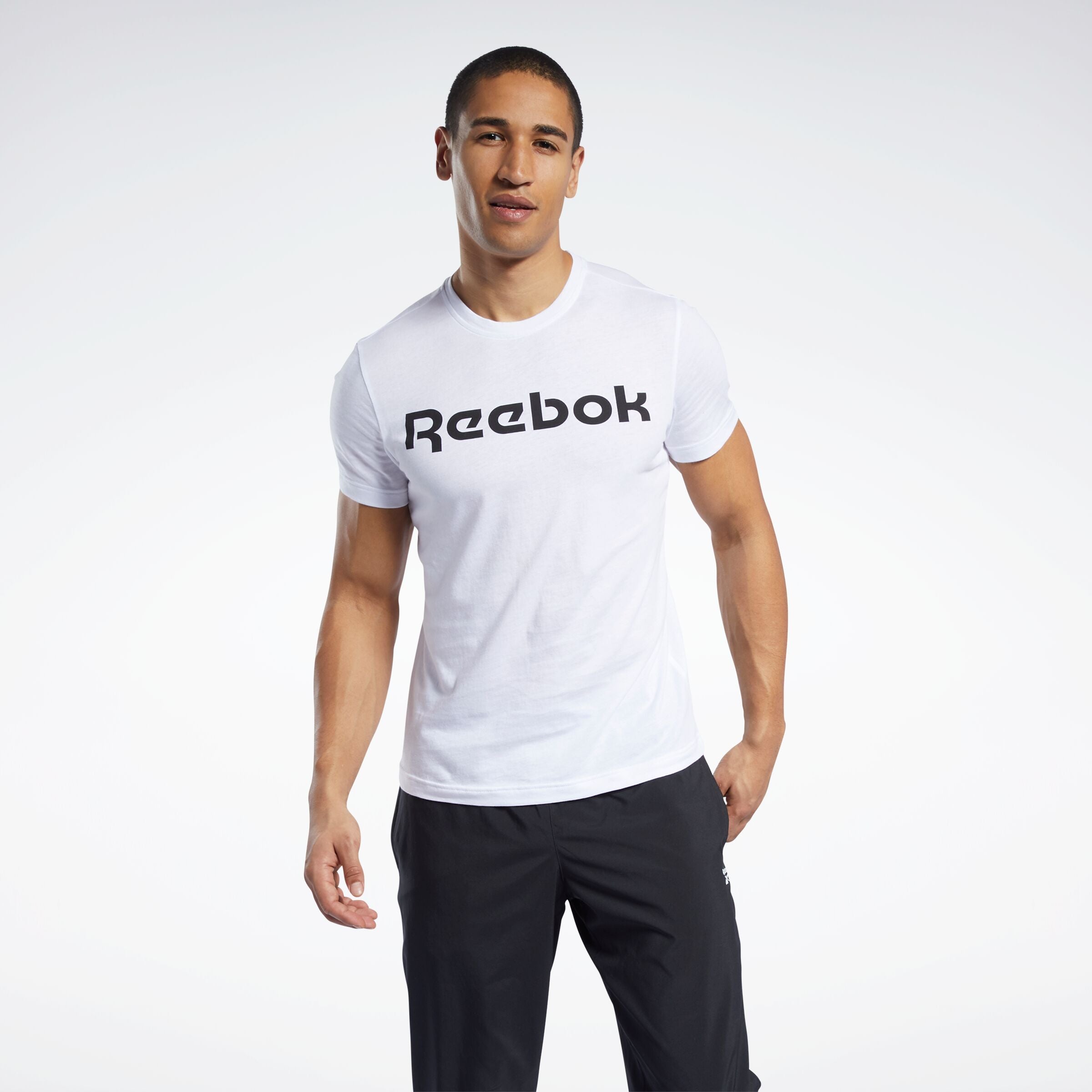 Reebok Men's Gs Reebok Linear Read Tee  In White REG