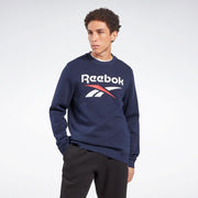 Reebok Men's Reebok Identity Fleece Stacked Logo Crew Sweatshir  In Navy REG