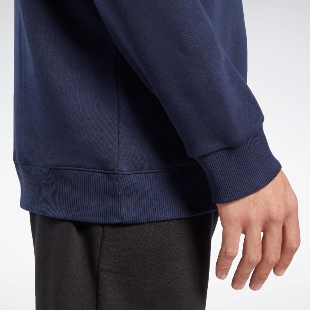 Reebok Men's Reebok Identity Fleece Stacked Logo Crew Sweatshir  In Navy REG