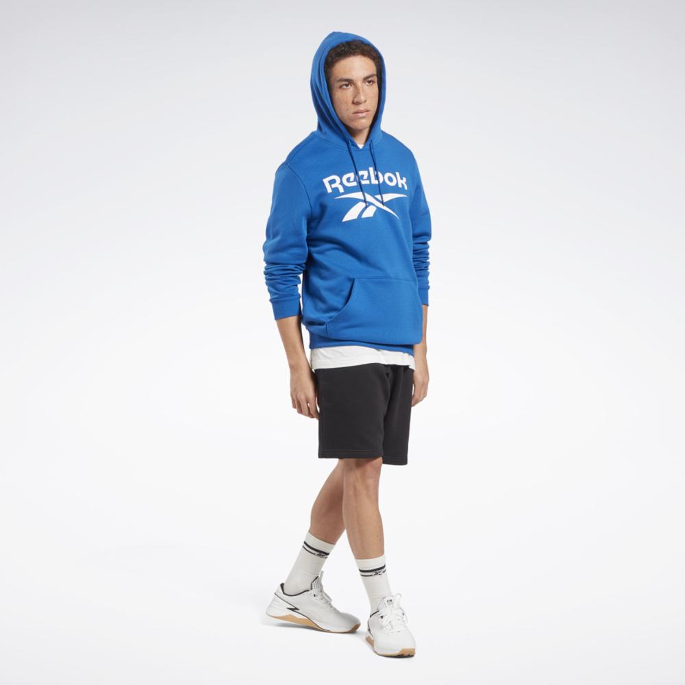 Reebok Apparel  Men's Reebok Identity Fleece Stacked Logo Pullover Hoodi Reebok Training App Men Blue Reg
