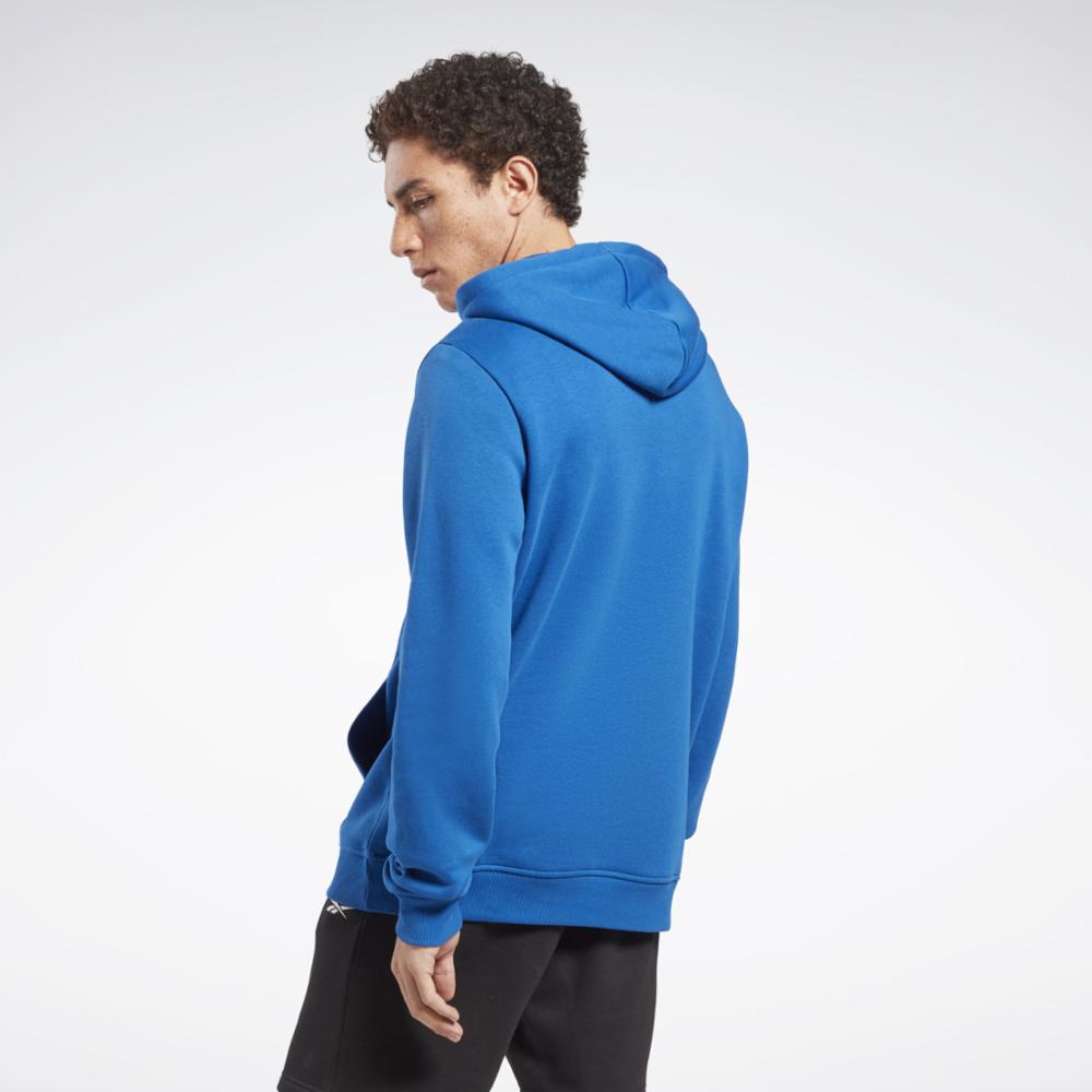 Reebok Apparel  Men's Reebok Identity Fleece Stacked Logo Pullover Hoodi Reebok Training App Men Blue Reg