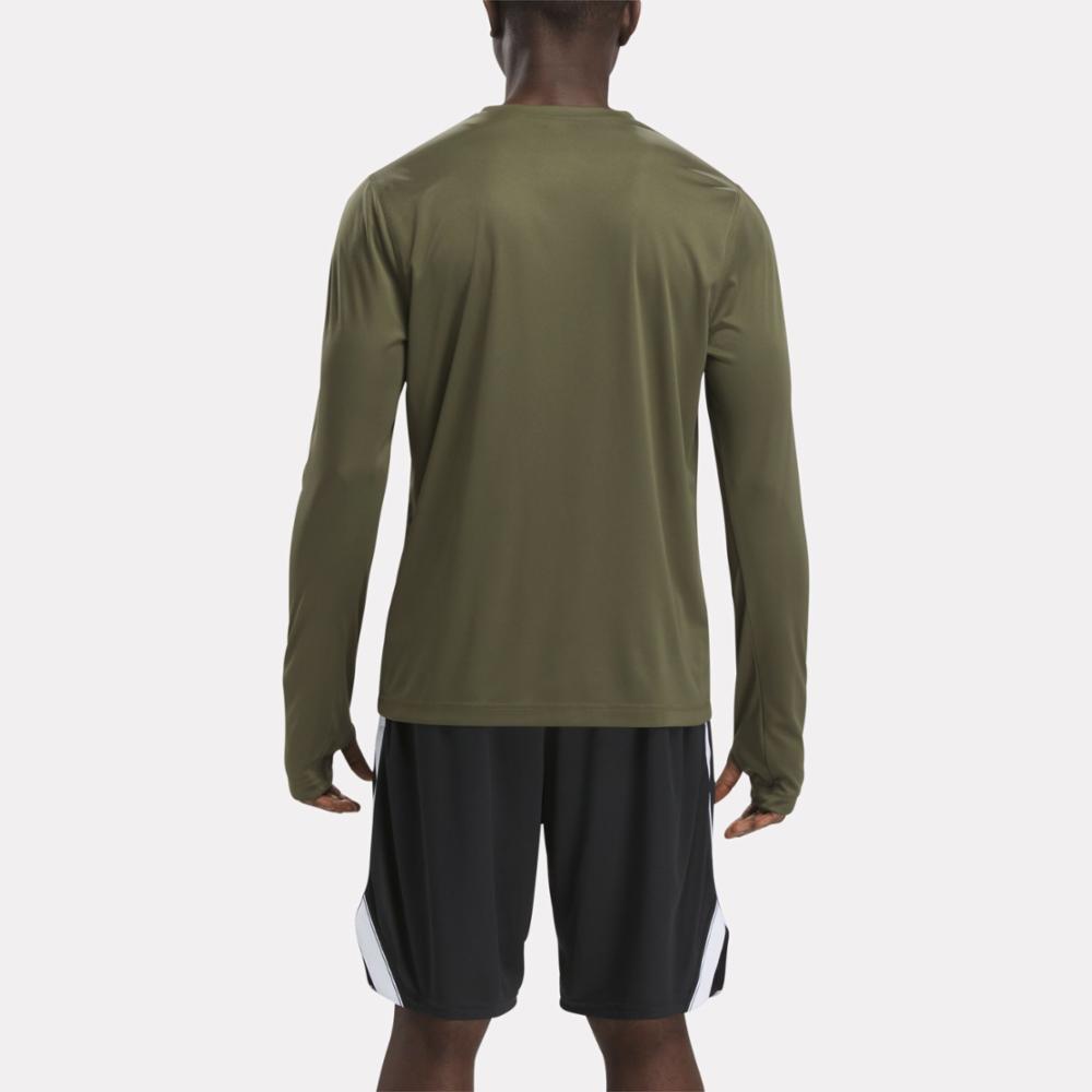 Reebok Apparel  Men's Train Long Sleeve Tech Tee Reebok Training App Men Green Reg