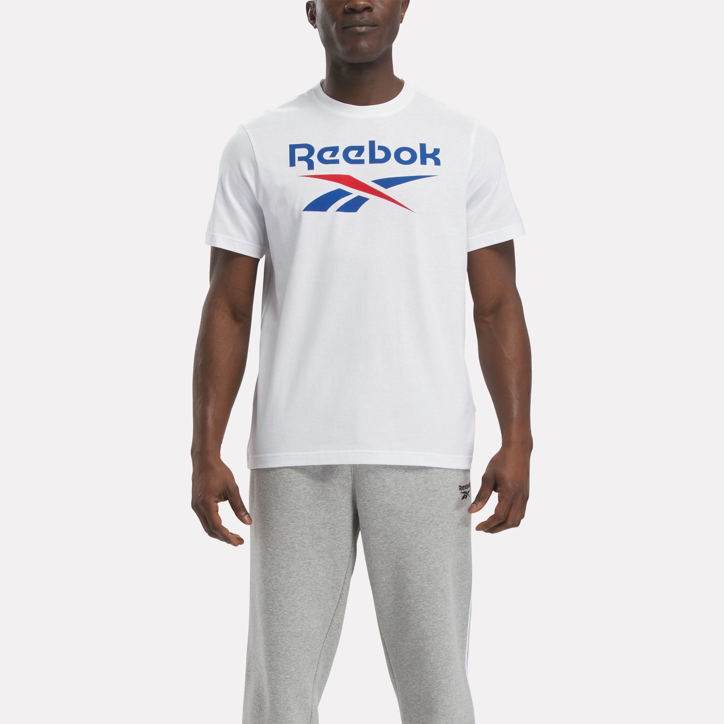 Reebok Men's Reebok Identity Stacked Logo T-Shirt  In White REG