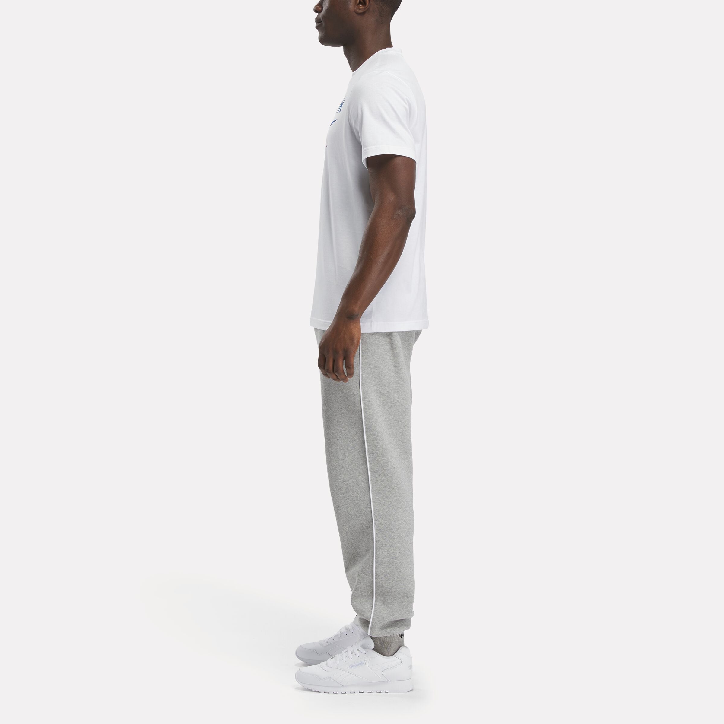 Reebok Men's Reebok Identity Stacked Logo T-Shirt  In White REG