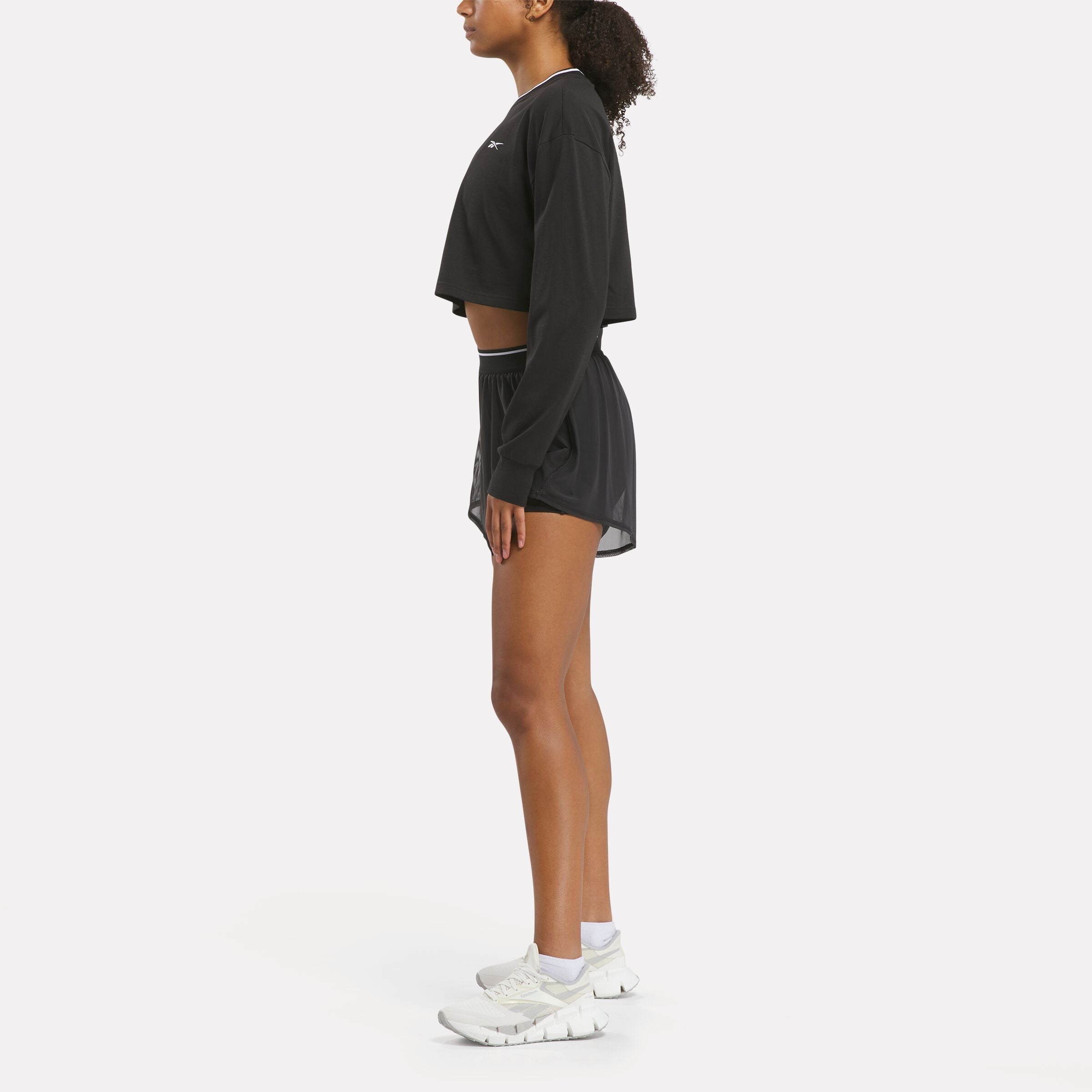 Reebok Women's Team Ls Crop  Reg In Black