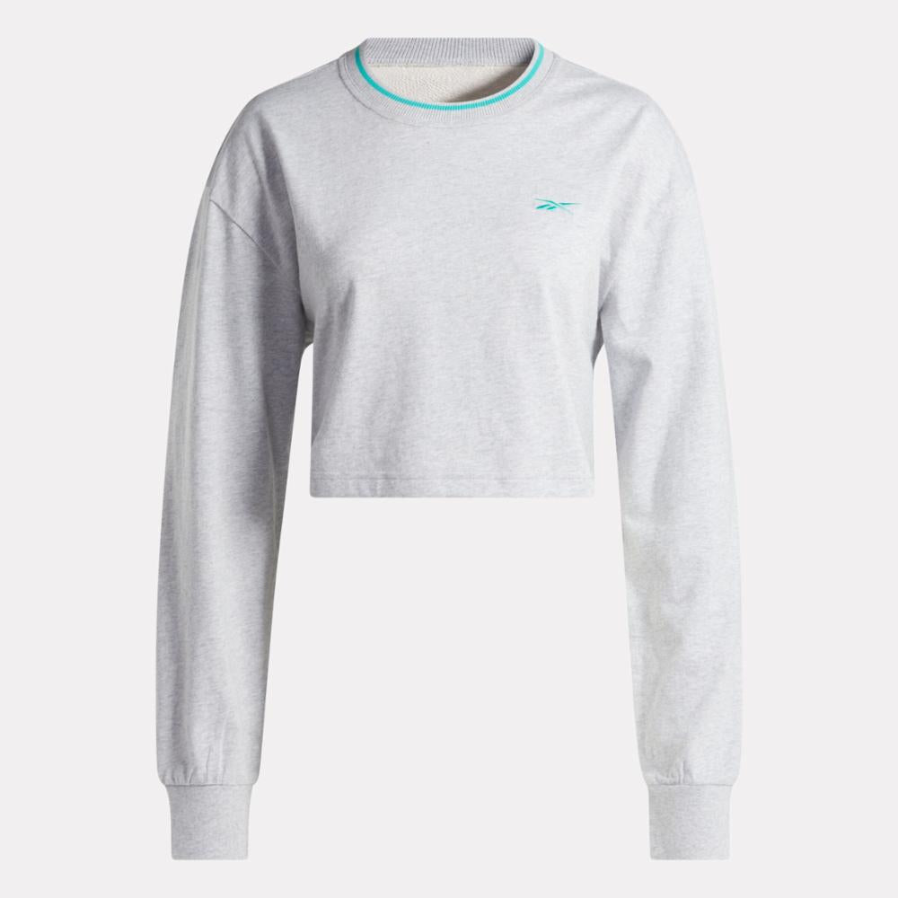 Reebok Women's Team Ls Crop  Reg In Light Grey Heather
