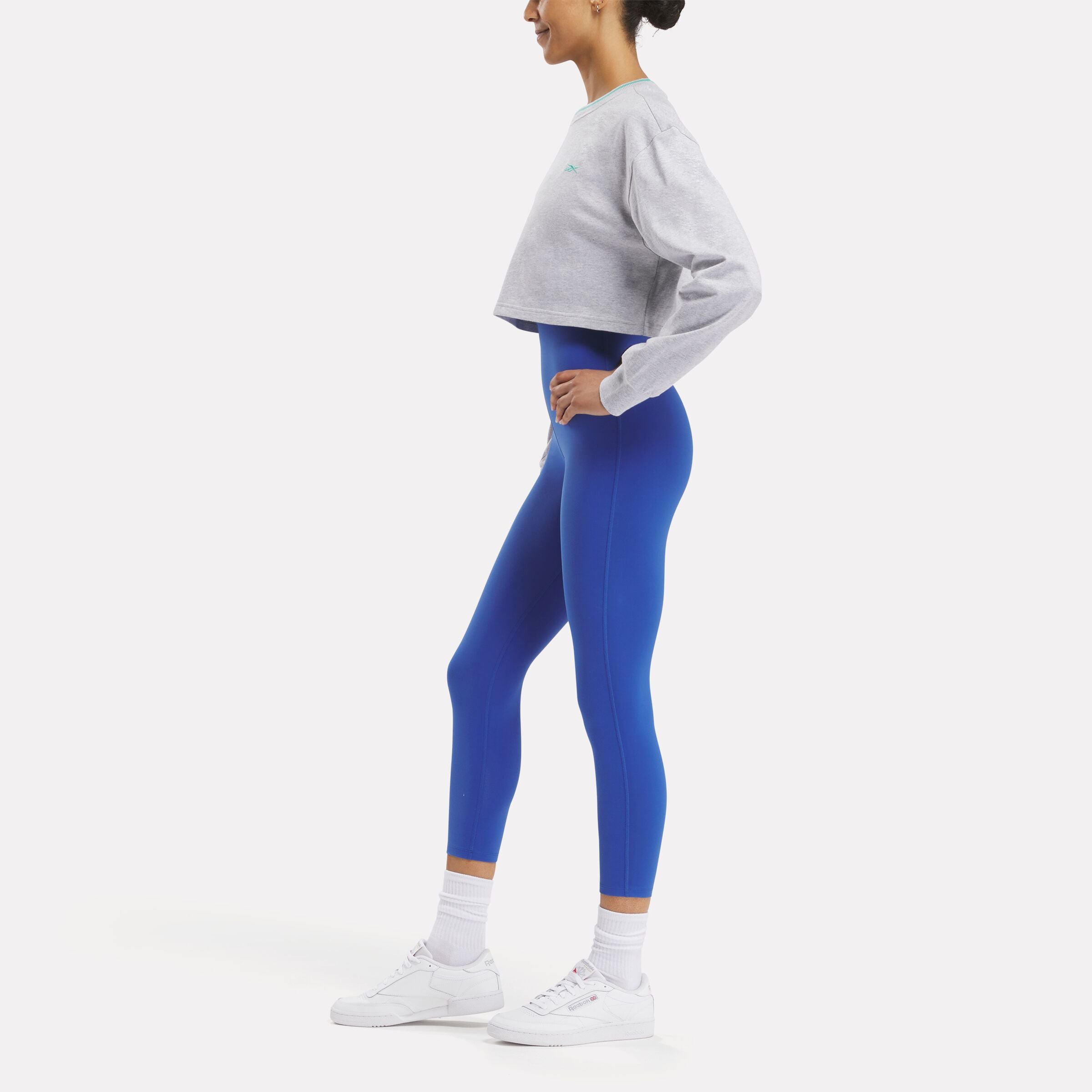 Reebok Women's Team Ls Crop  Reg In Light Grey Heather