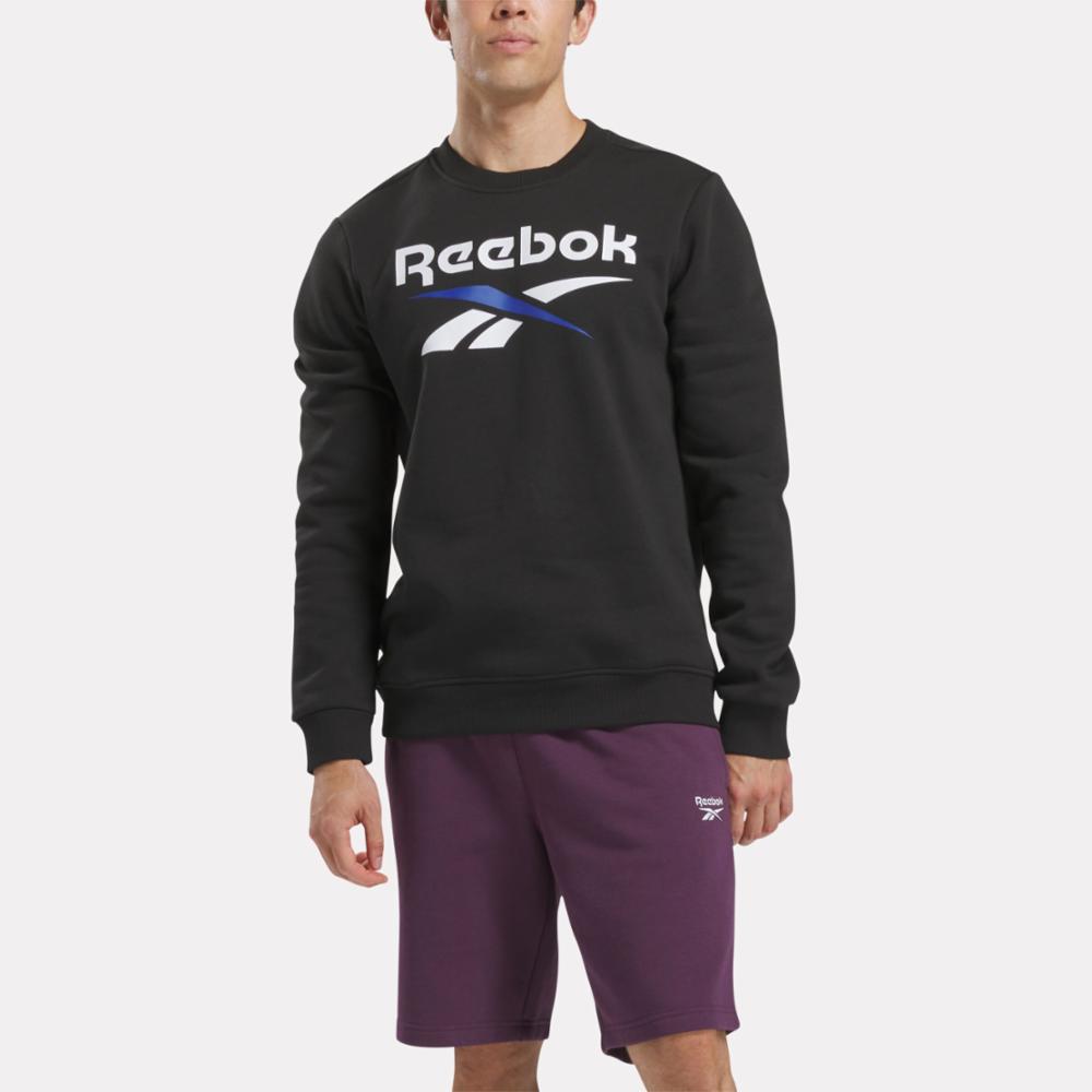 Reebok Apparel  Men's Reebok Identity Big Logo Fleece Crew Reebok Training App Men Black Reg