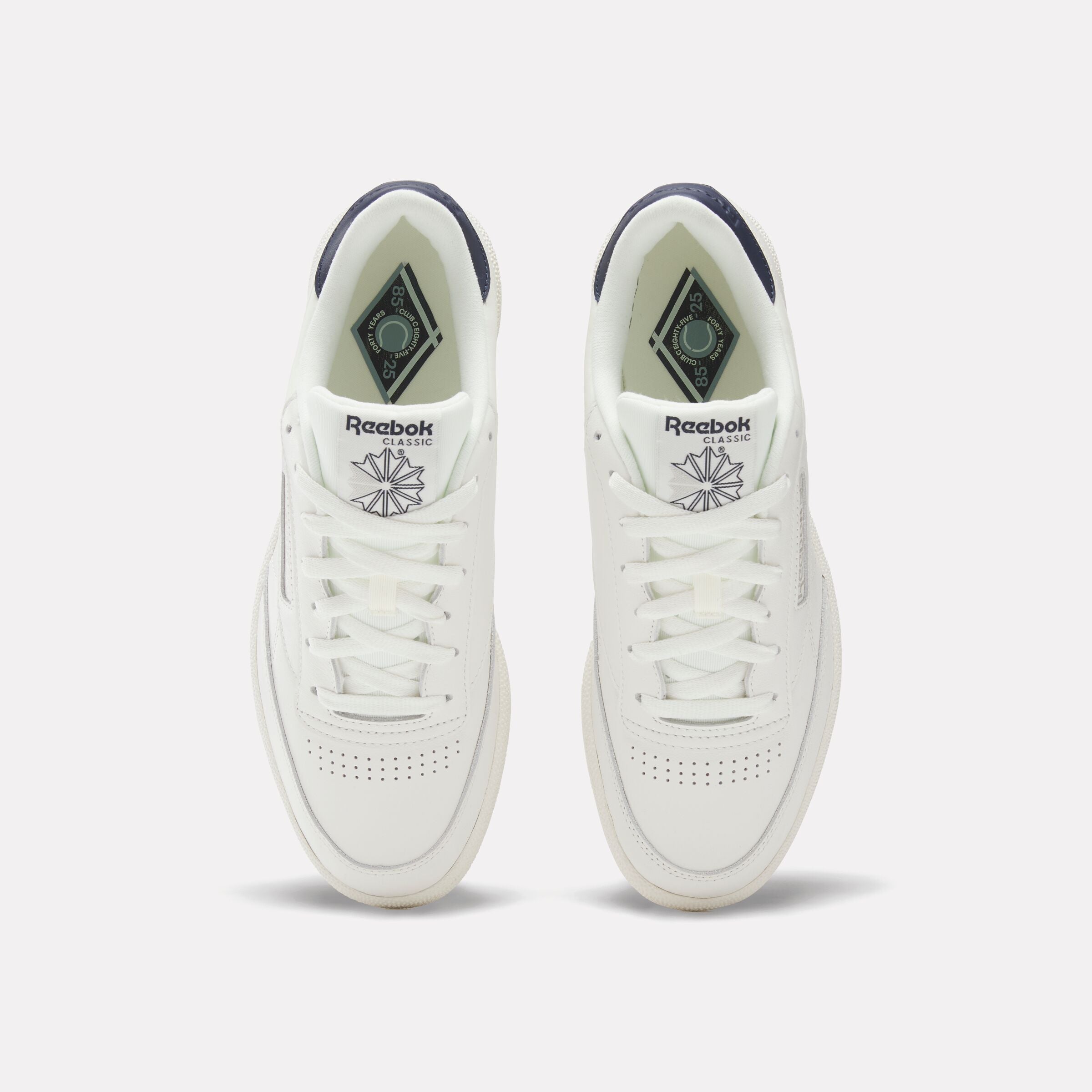 Reebok Unisex' Club C 85  In Chalk/Navy/Flintgreymet M