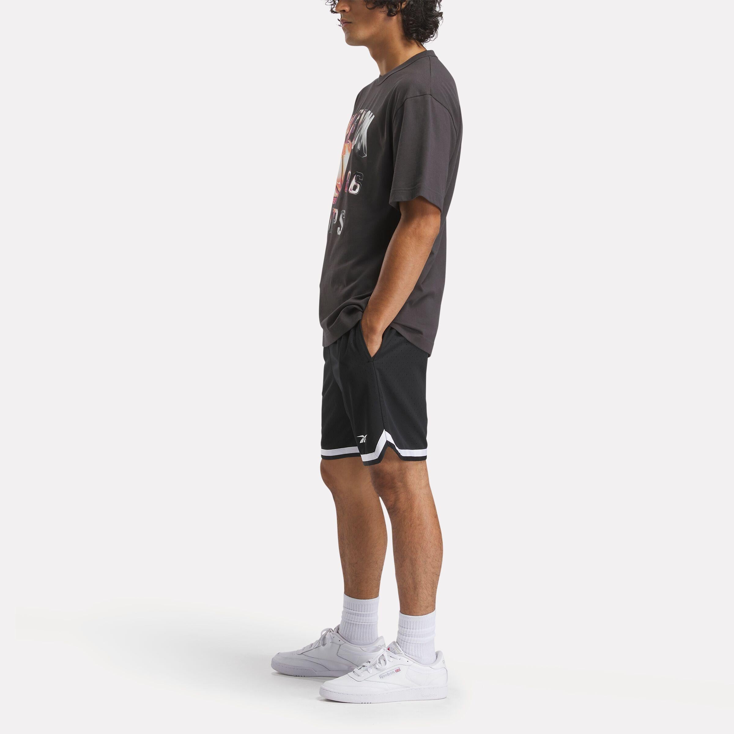 Reebok Men's Gs Basketball On Fire Tee  In Washed Black REG