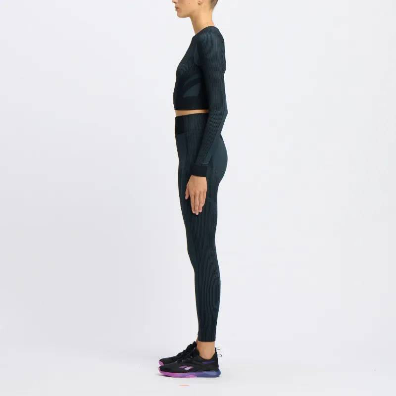 Reebok Women's Rbk Lab Ls Seamless Crop  In Black REG
