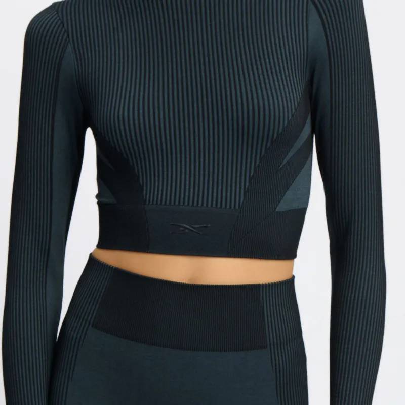 Reebok Women's Rbk Lab Ls Seamless Crop  In Black REG