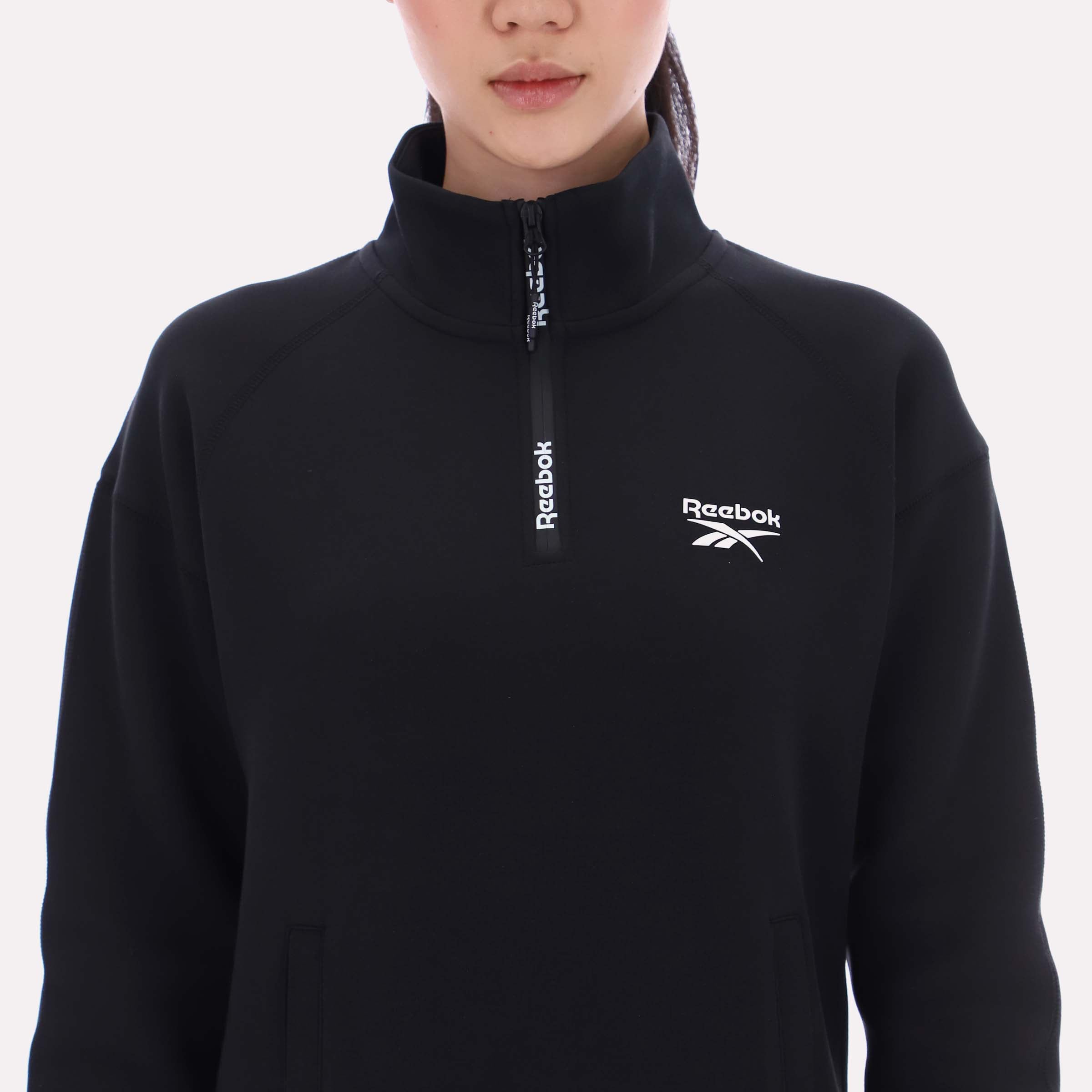 Reebok Women's 3/4 Zip Overhead Top  In Black REG