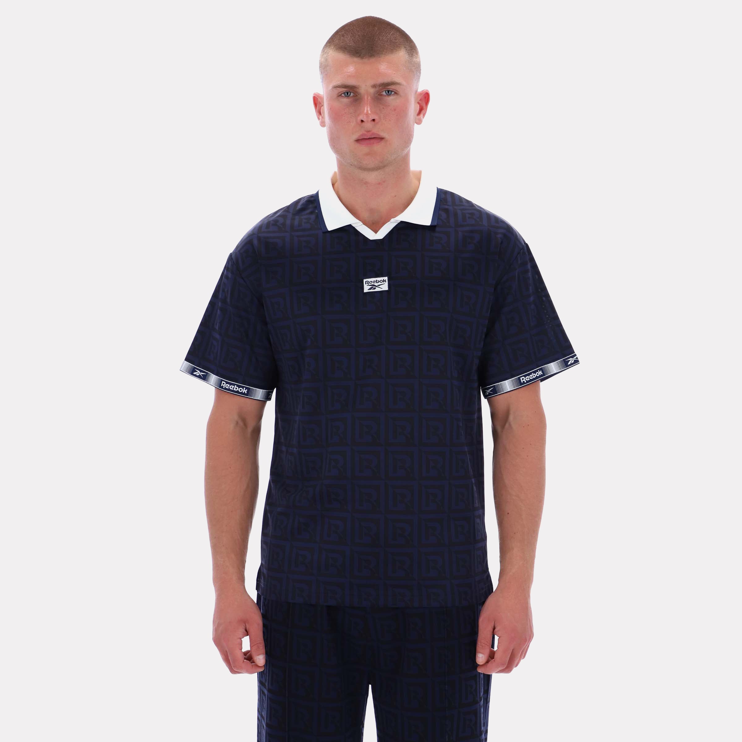 Reebok Men's Monogram Football Polo  In Navy REG
