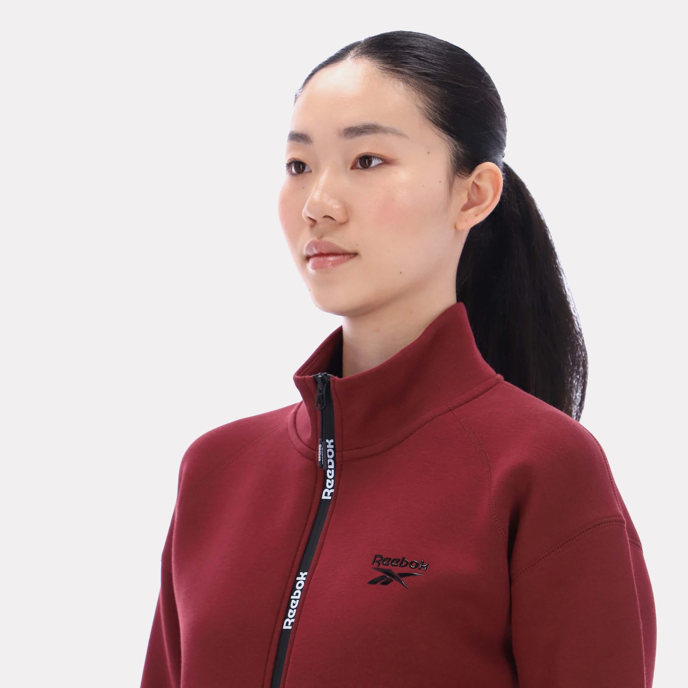 Reebok Women's Zip Through Track Top  In Burgundy REG
