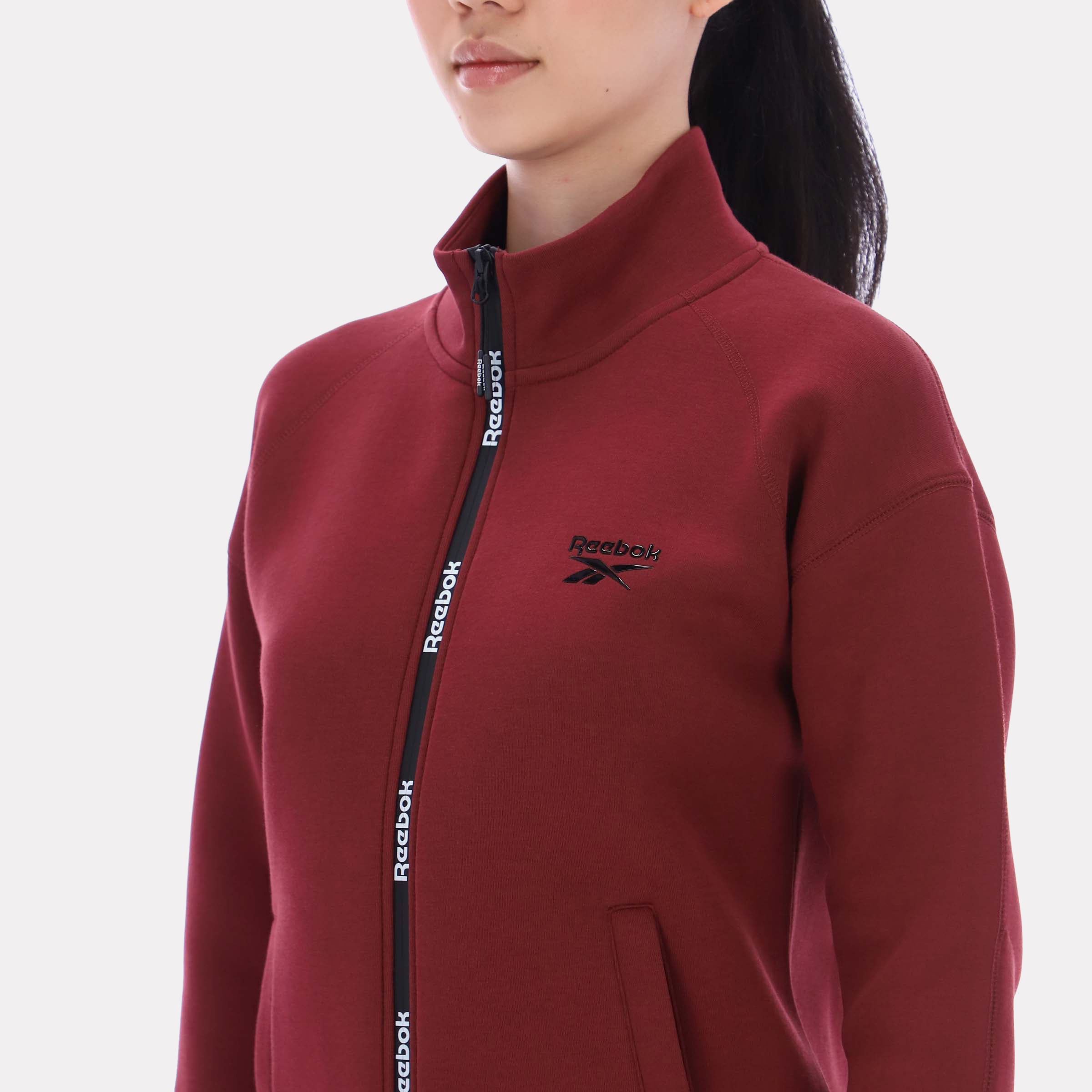 Reebok Women's Zip Through Track Top  In Burgundy REG