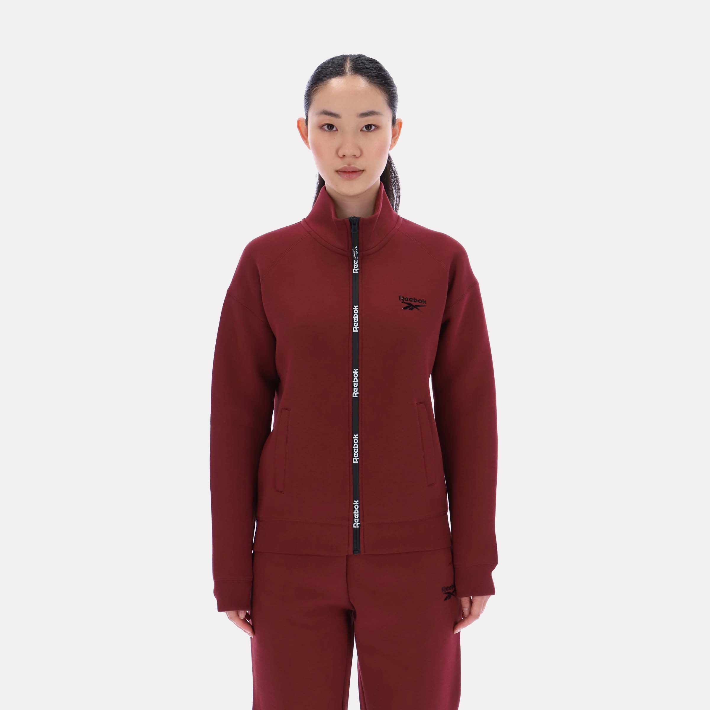 Reebok Women's Zip Through Track Top  In Burgundy REG