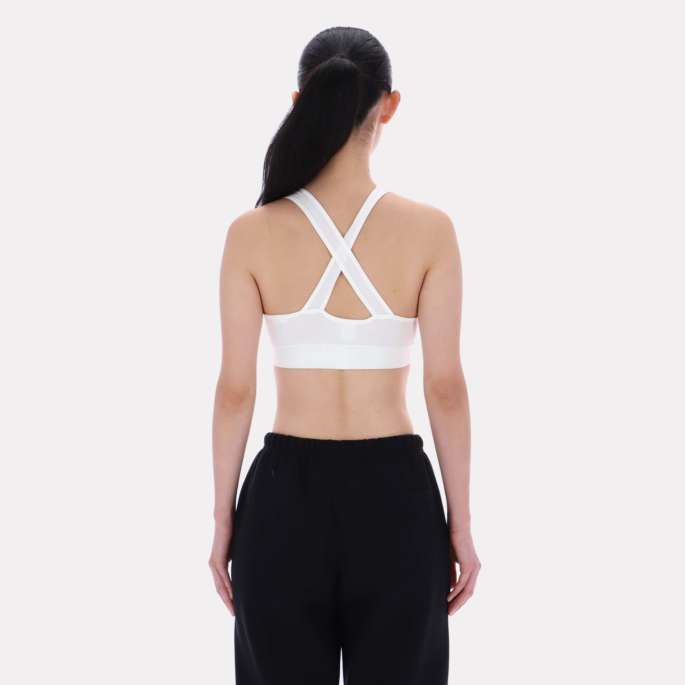 Reebok Women's Bristol Bra Top With Foil Logo Print  In Chalk REG