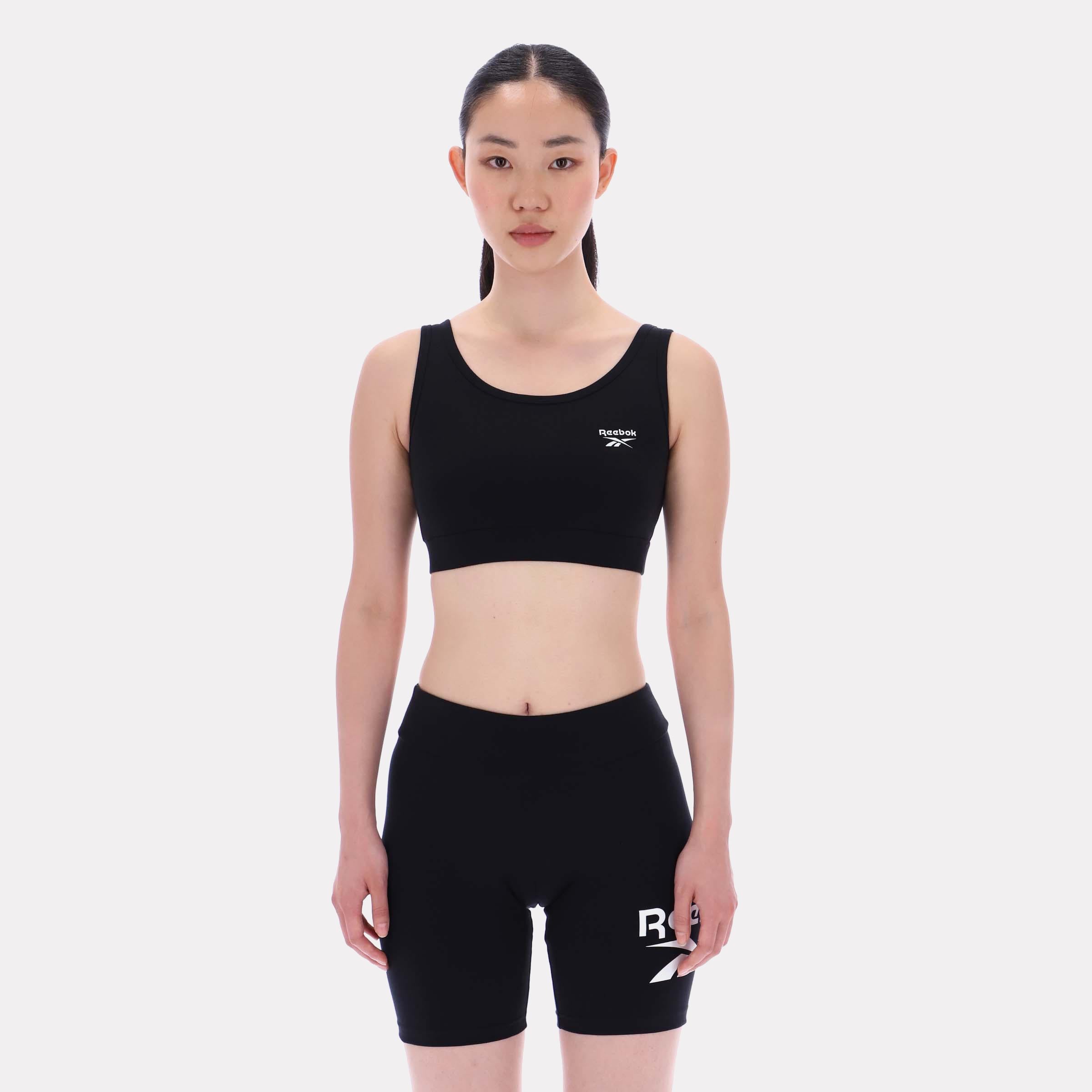 Reebok Apparel  Women's Luna Scoop Neck Small Logo Bra Top Reebok Classics App Women Black Reg