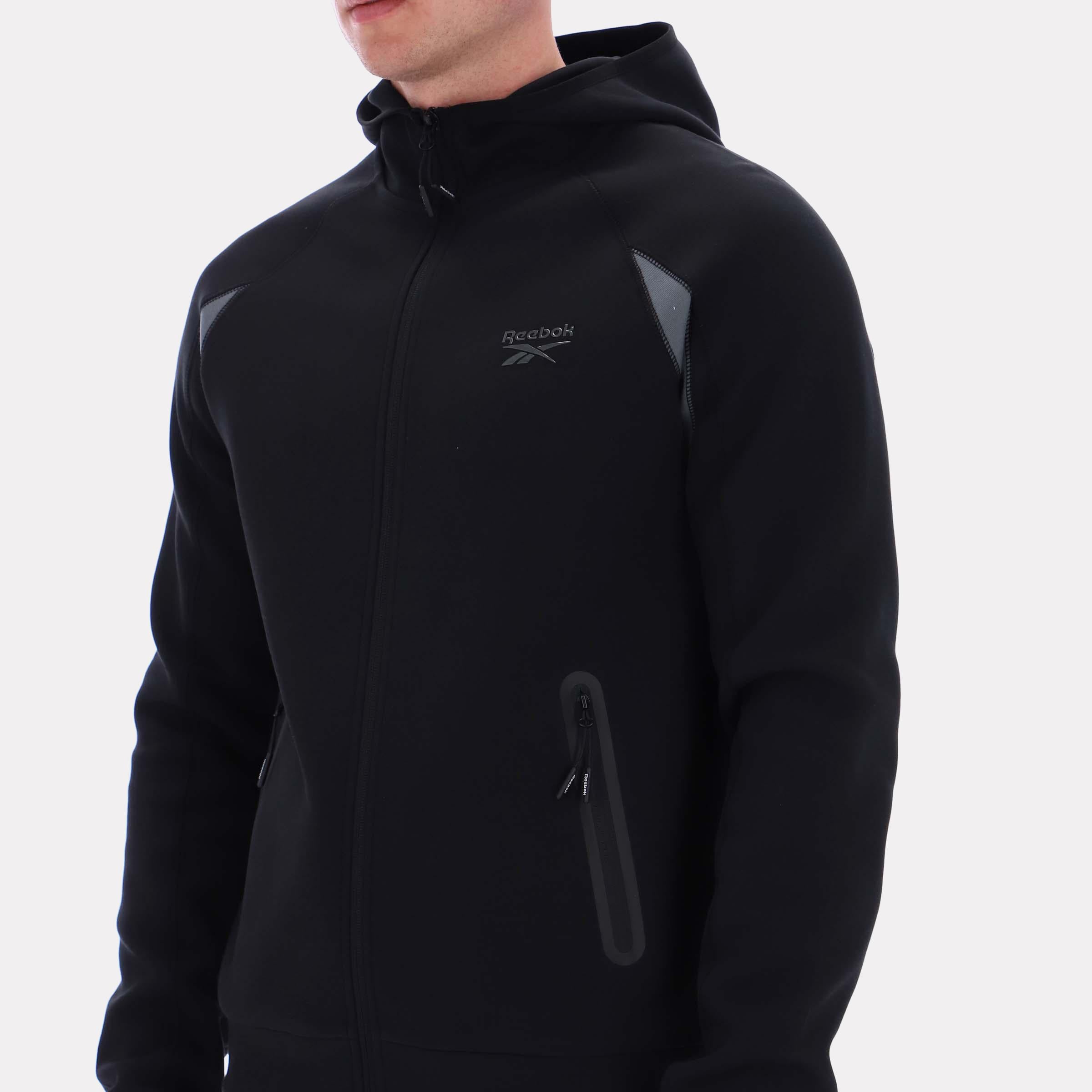 Reebok Apparel  Men's Contrast Panel Zip Hoody Reebok Classics App Men Black Reg