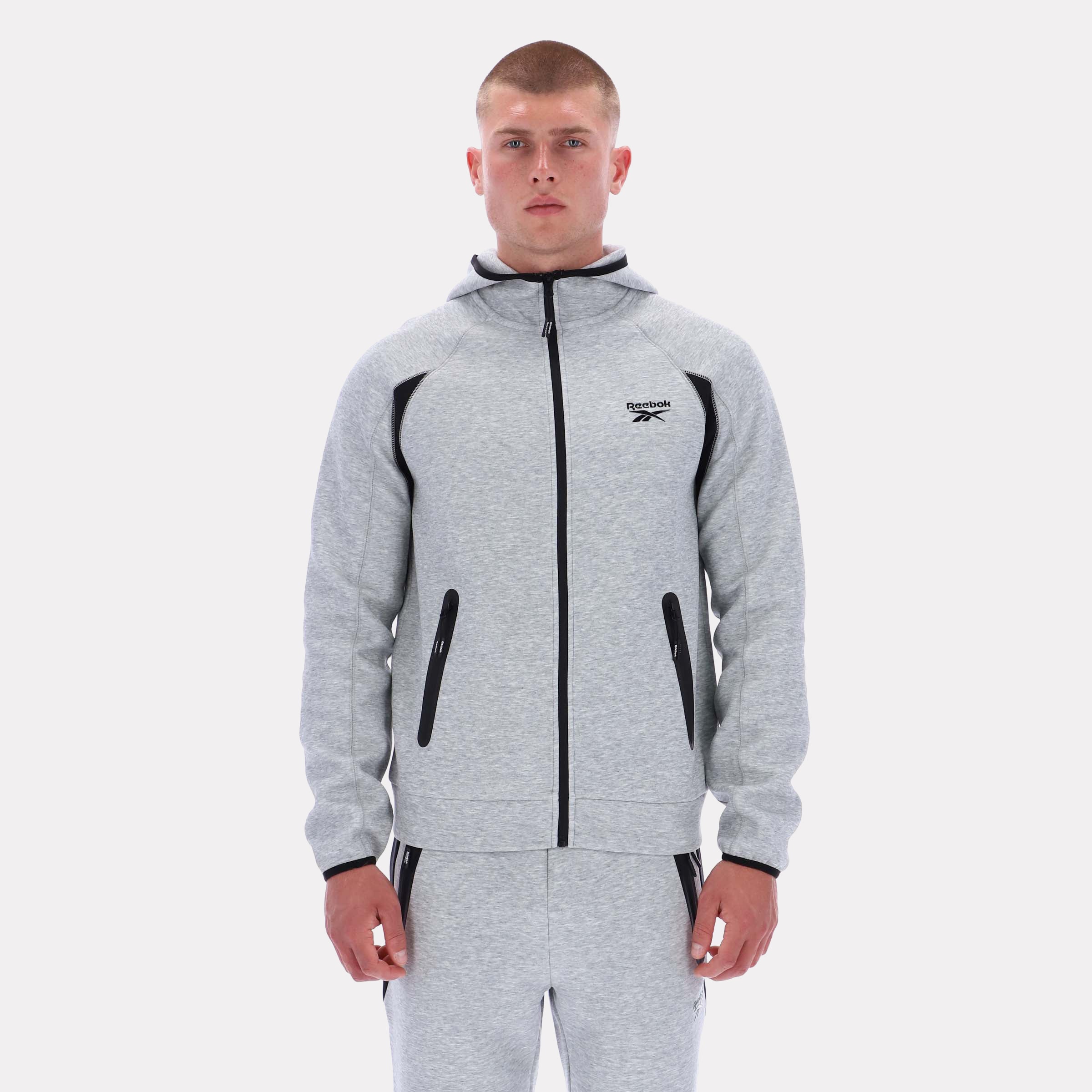 Reebok Men's Contrast Panel Zip Hoody  Reg In Grey