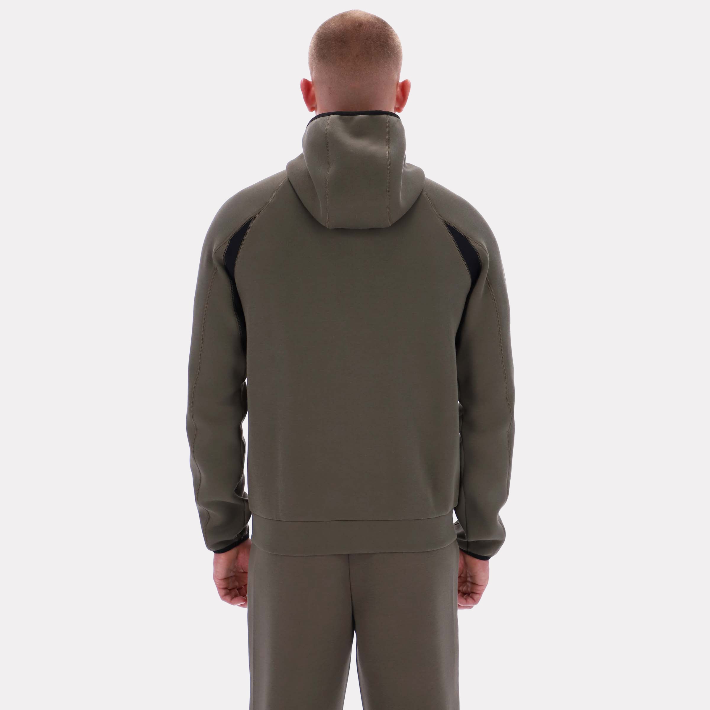Reebok Men's Contrast Panel Zip Hoody  In Army REG