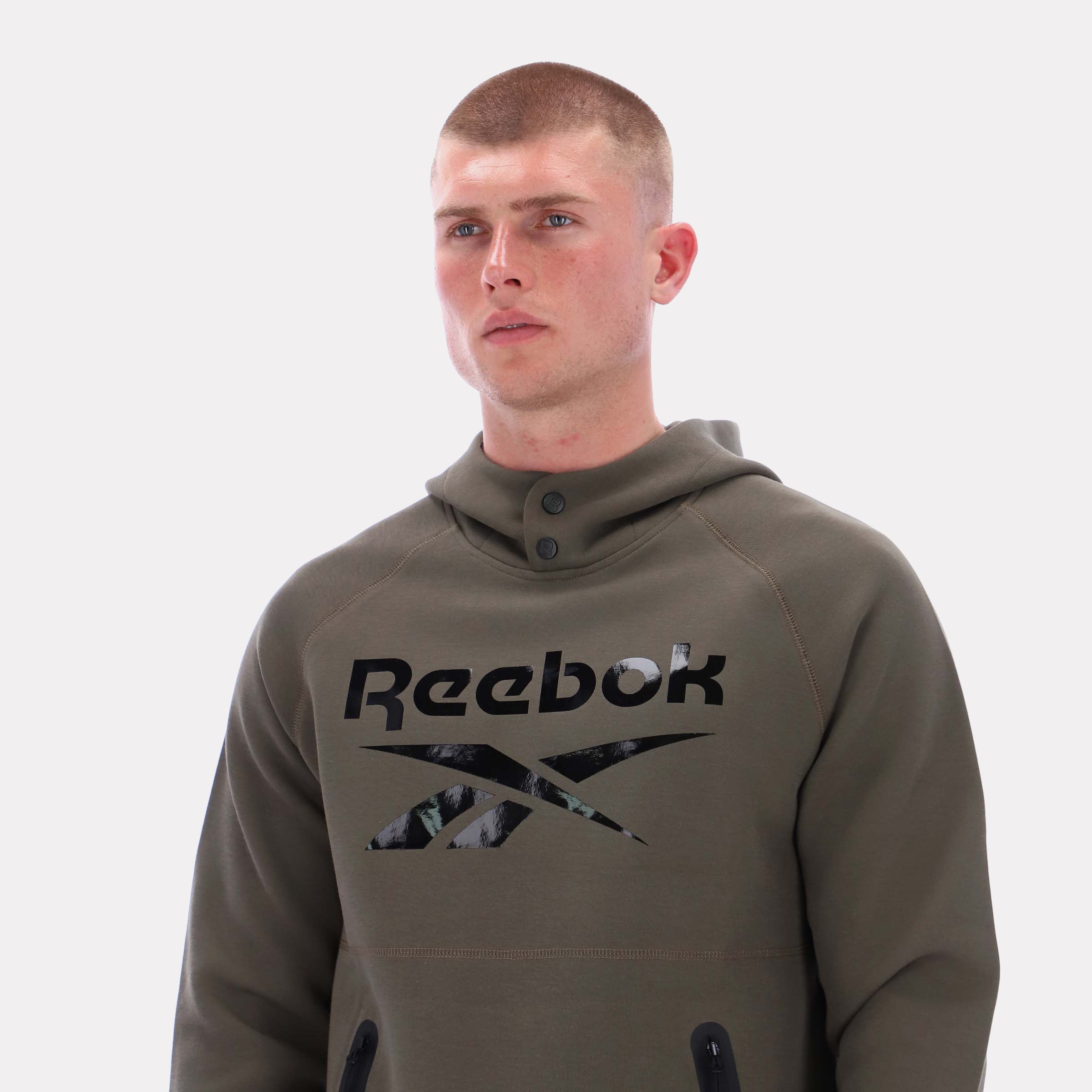 Reebok Men's Overhead Hoody Fleece  In Army REG