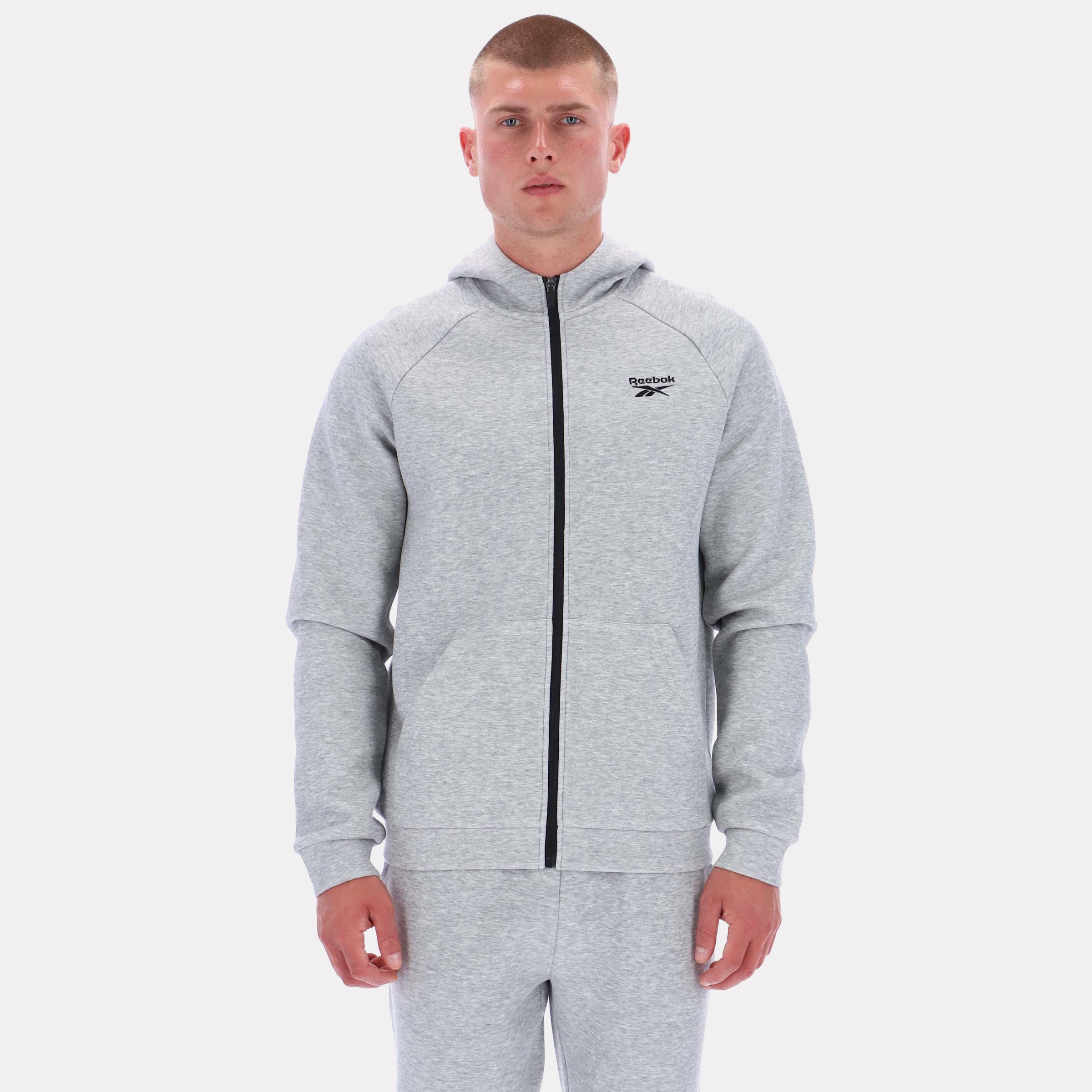 Reebok Men's Core Zip Through Hoody  Reg In Grey