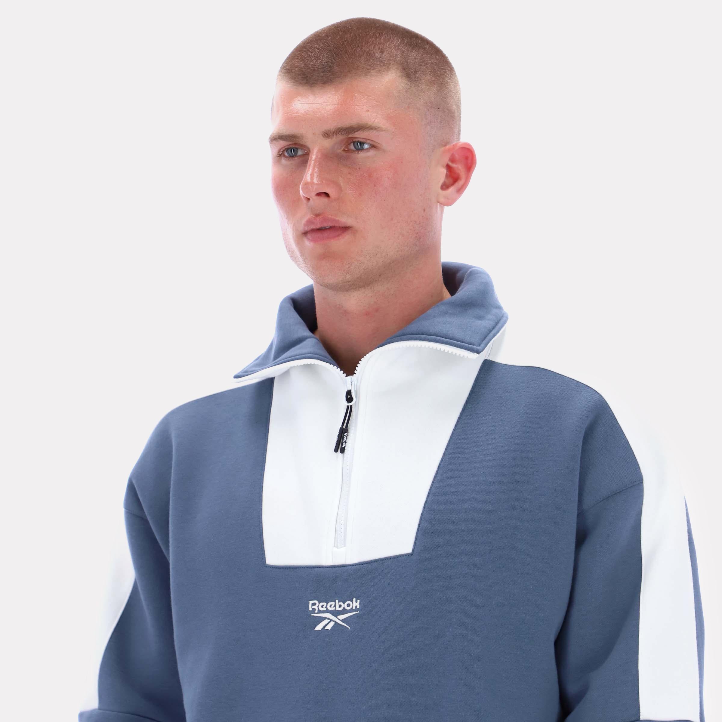 Reebok Apparel  Men's Retro Qtr Zip Sweatshirt Reebok Classics App Men Blue Reg