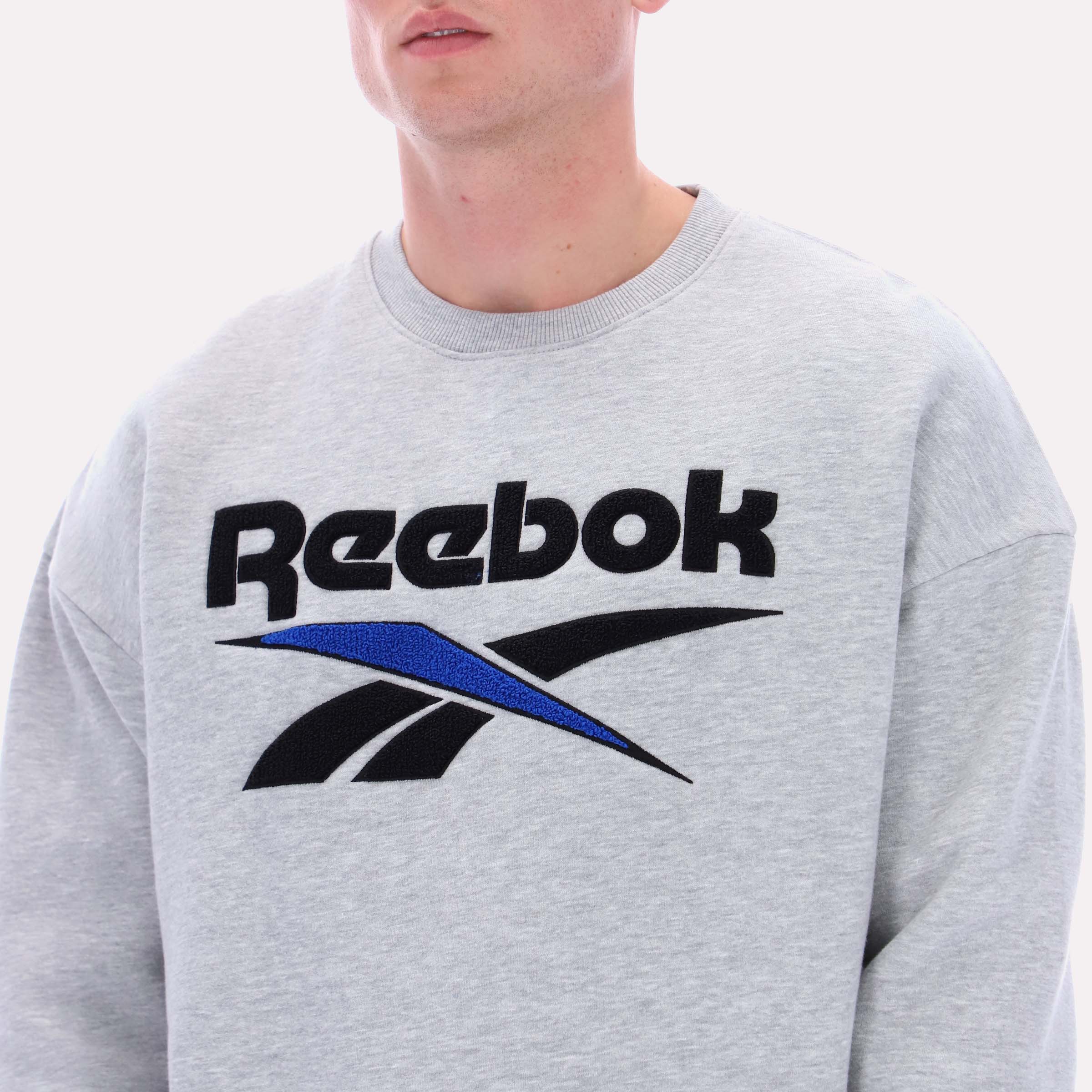 Reebok Men's Leon Vintage Sweatshirt  In Light Grey Marl REG