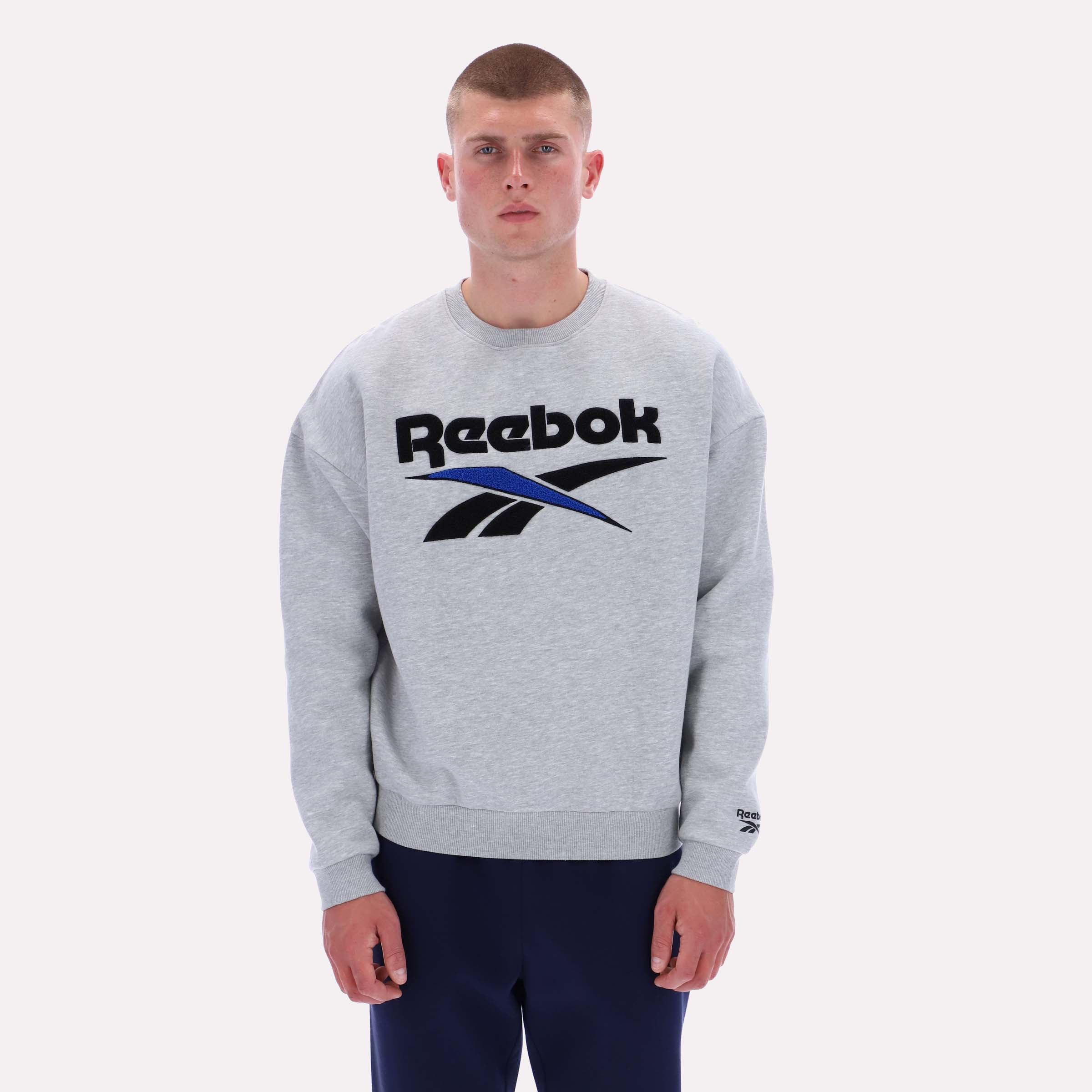 Reebok Men's Leon Vintage Sweatshirt  Reg In Light Grey Marl