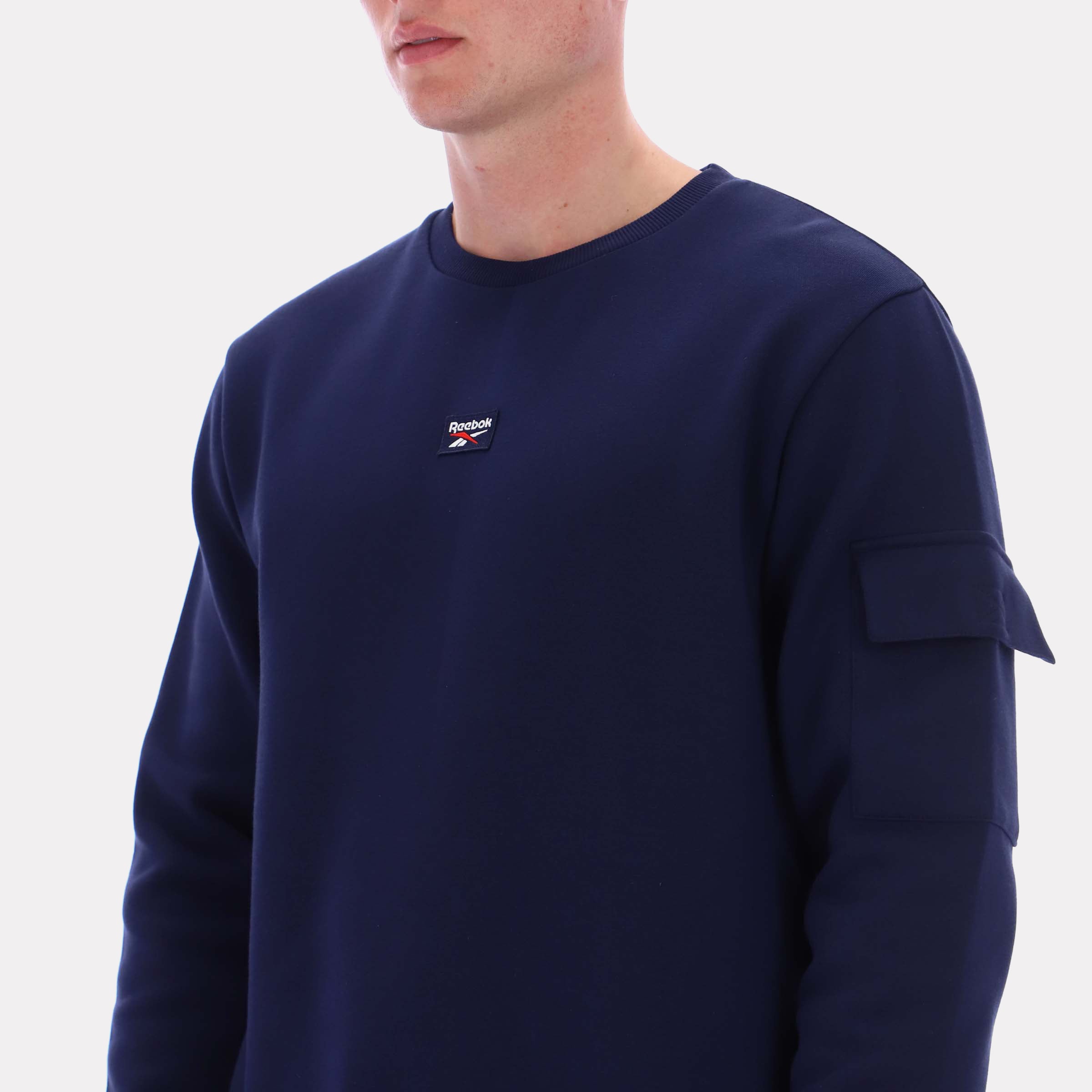 Reebok Men's Peter Cargo Pocket Crewneck Sweatshirt  Reg In Navy