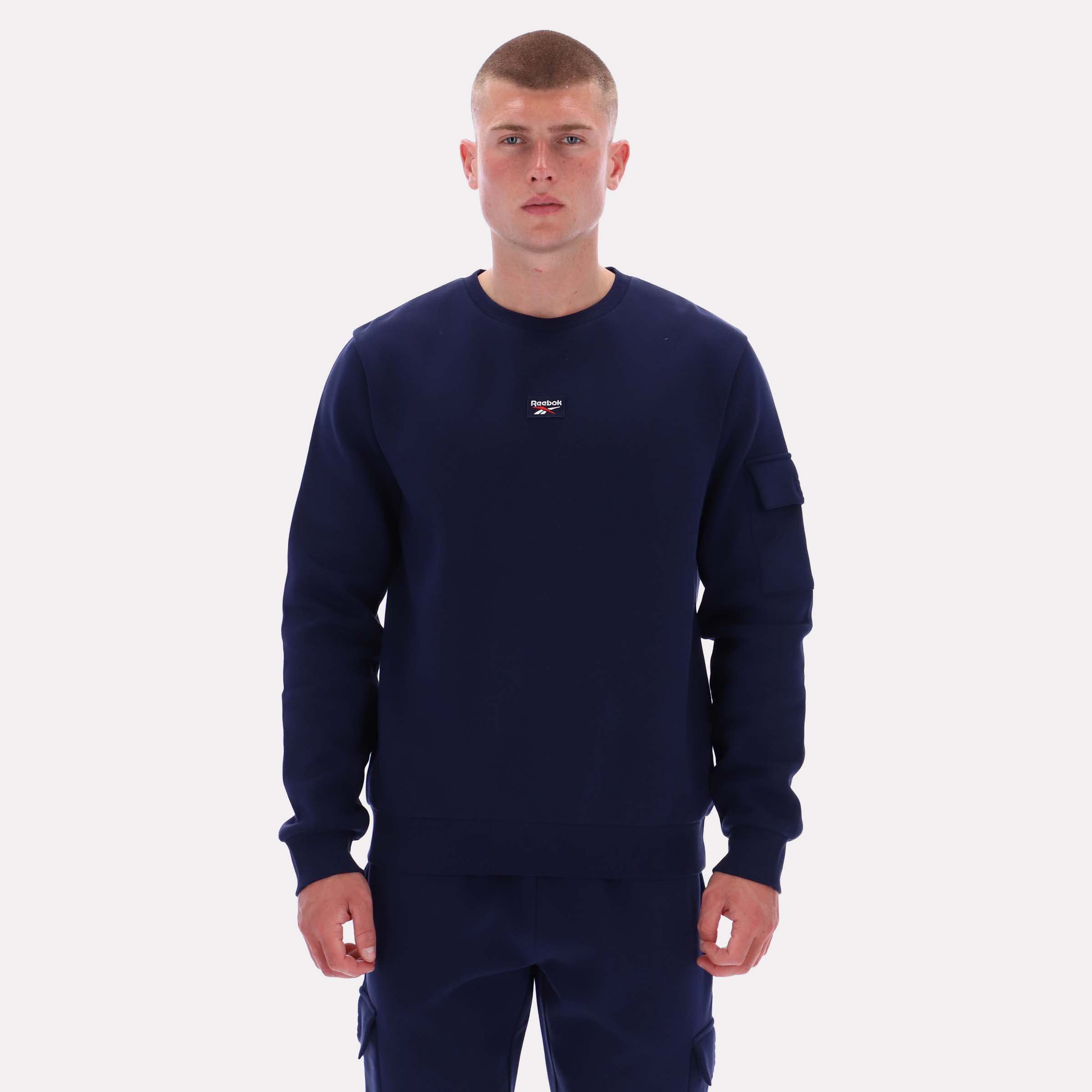Reebok Men's Peter Cargo Pocket Crewneck Sweatshirt  Reg In Navy