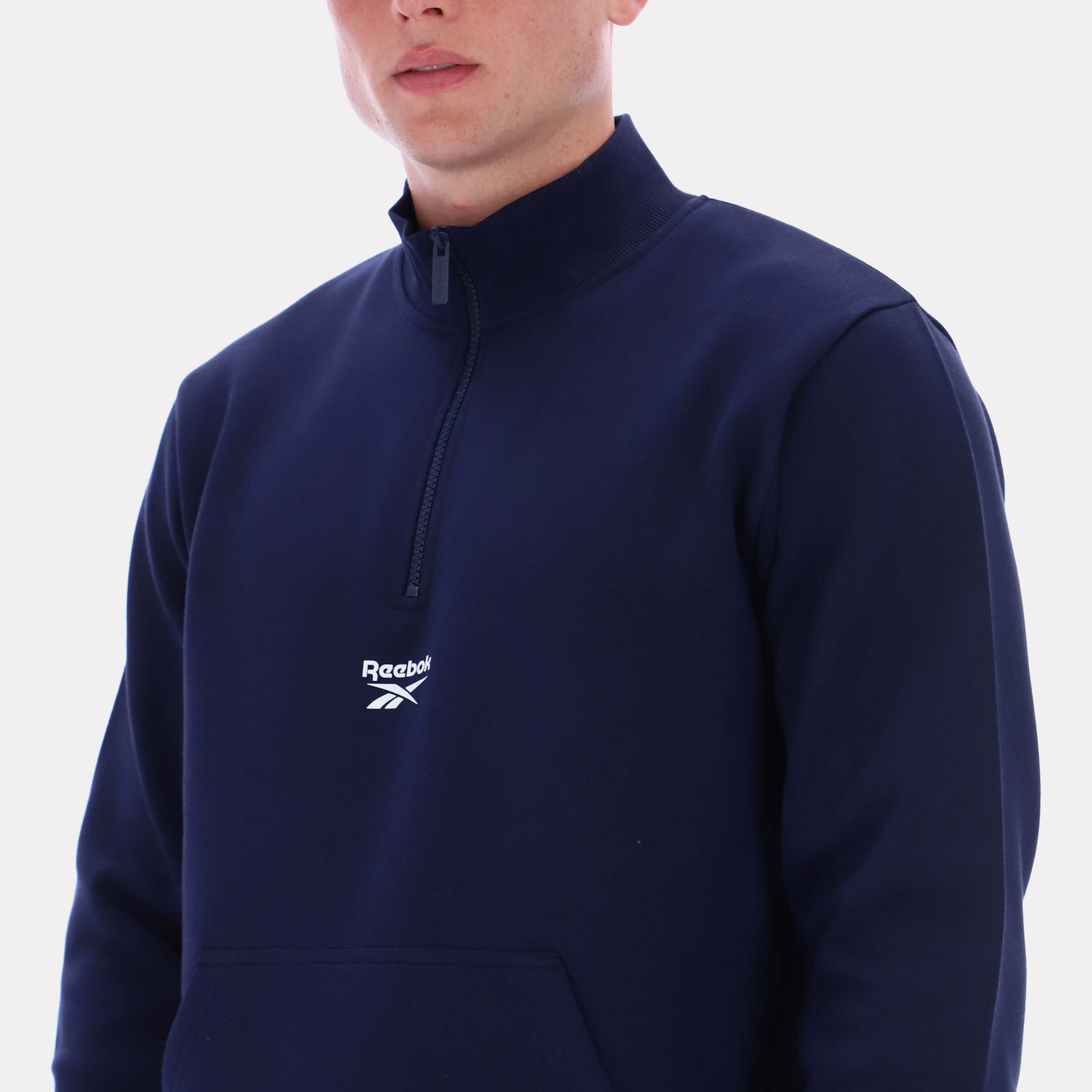 Reebok Men's Asher Small Logo Qtr Zip Top  Reg In Navy