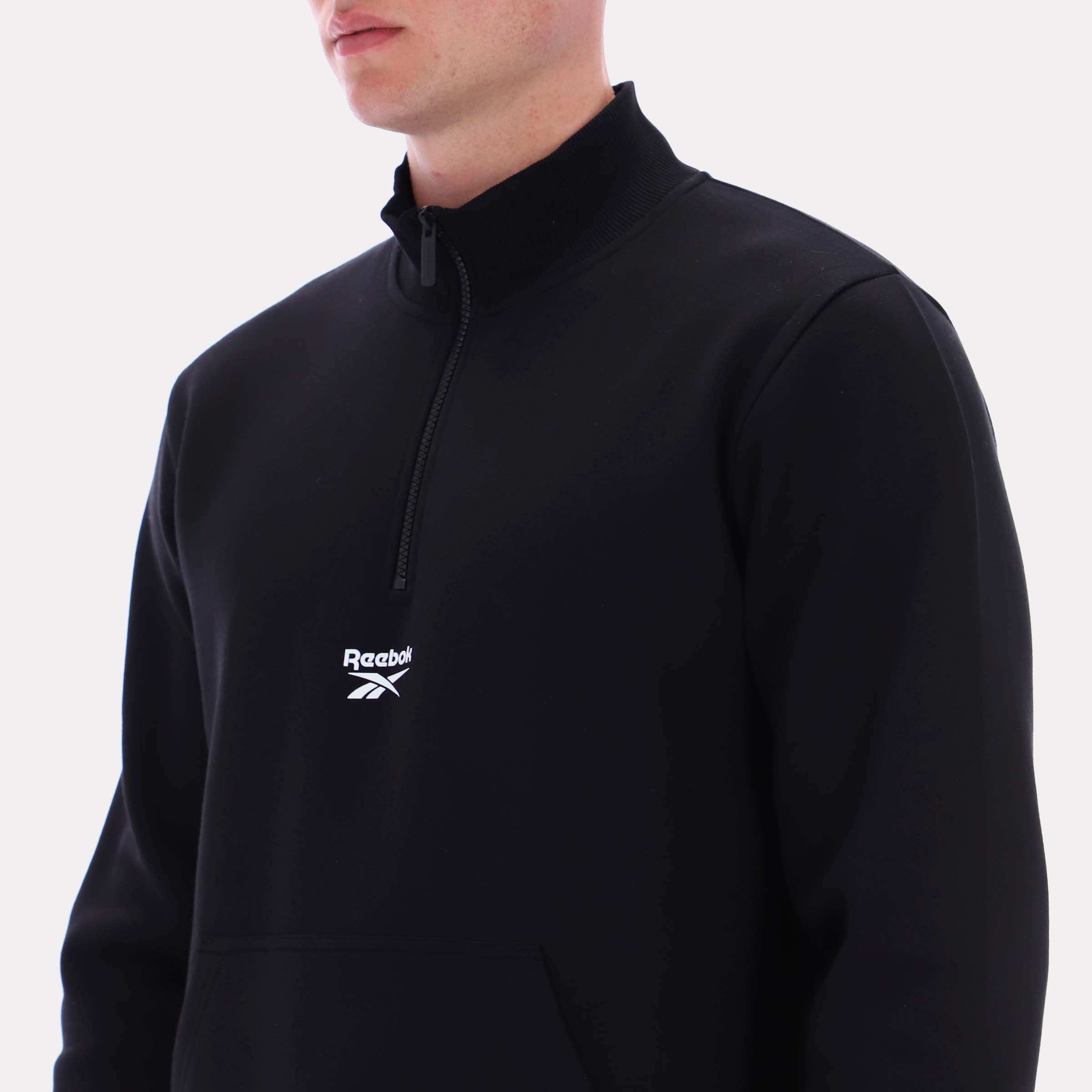 Reebok Men's Asher Small Logo Qtr Zip Top  Reg In Black