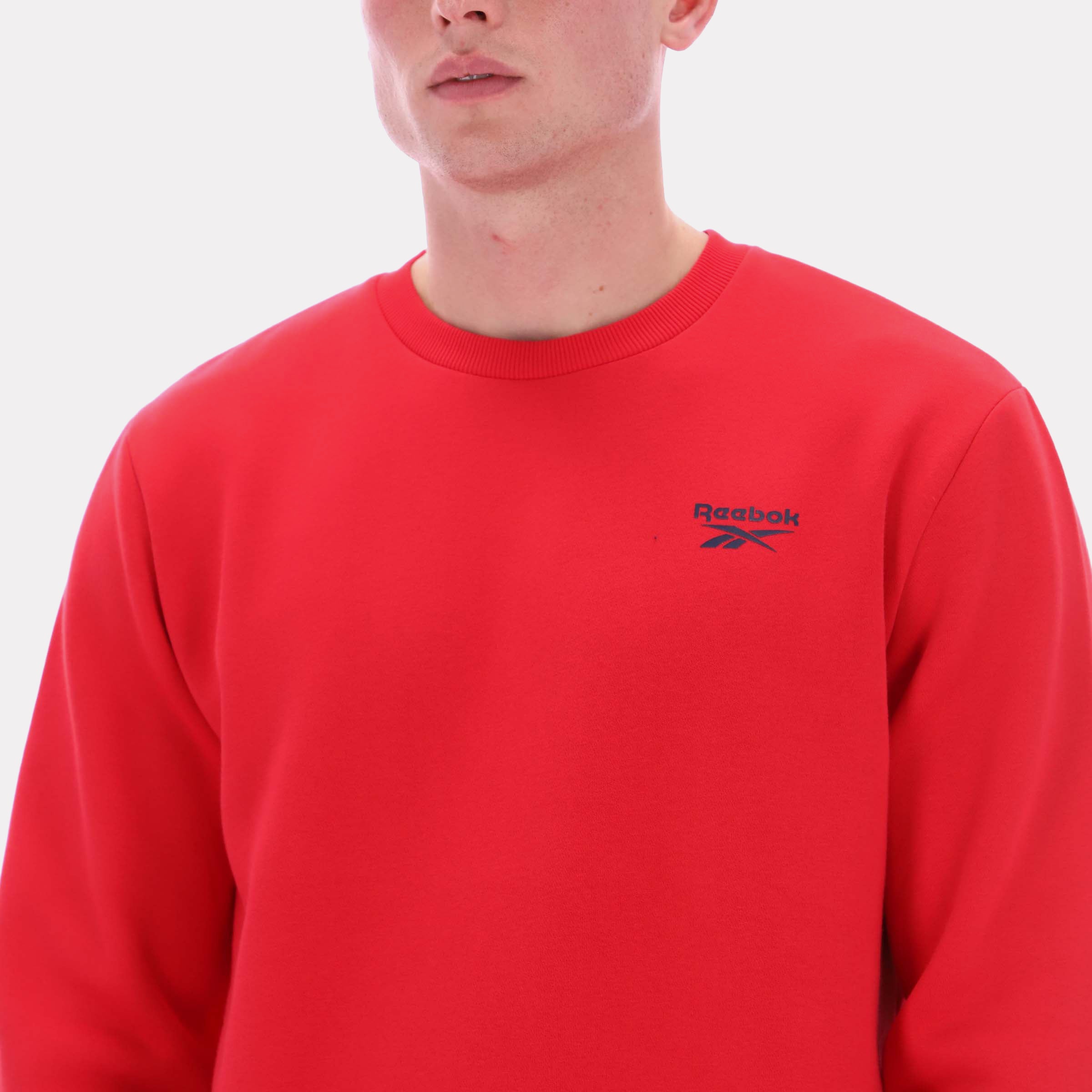 Reebok Men's Kai Small Logo Crewneck Sweatshirt  In Red REG