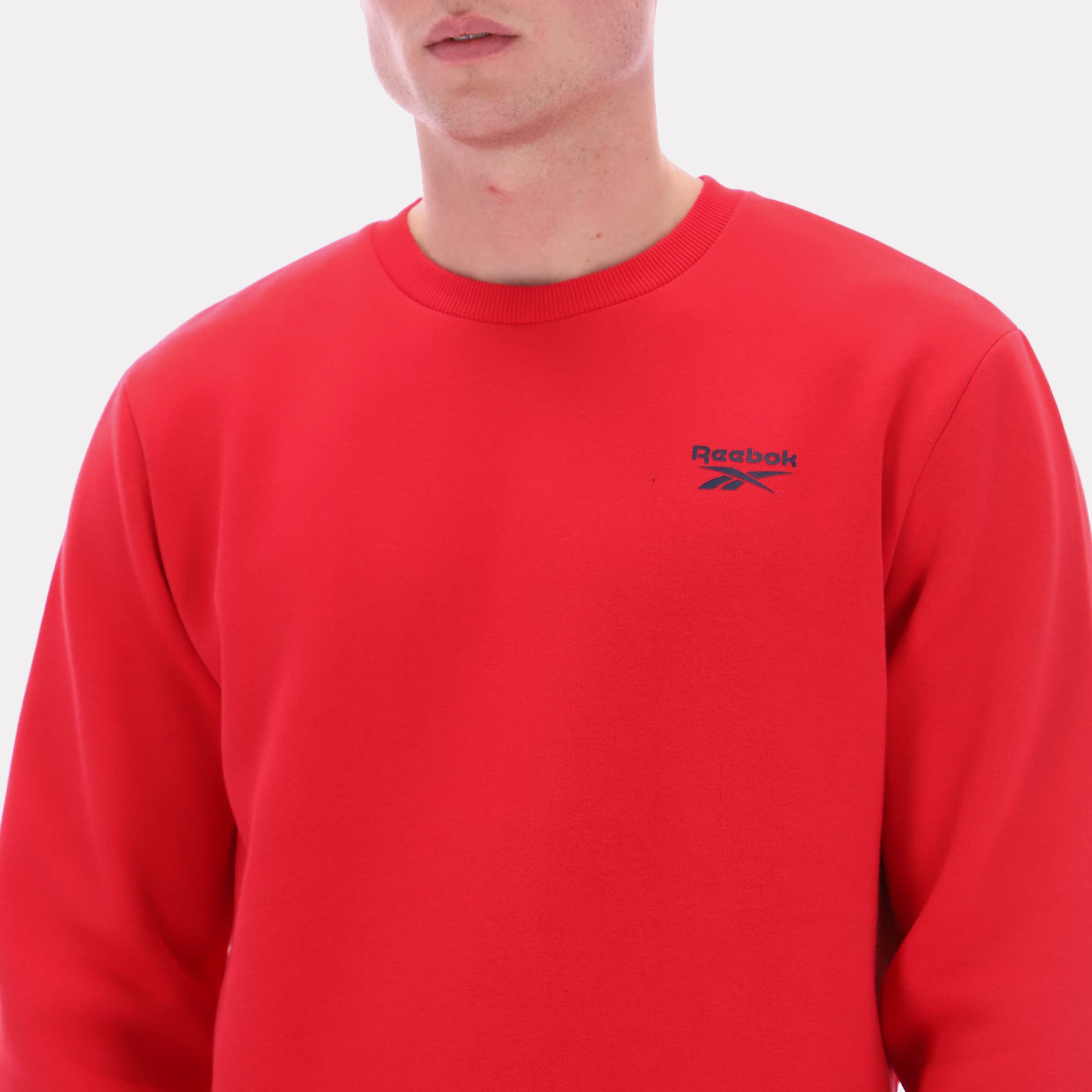 Reebok Men's Kai Small Logo Crewneck Sweatshirt  In Red REG