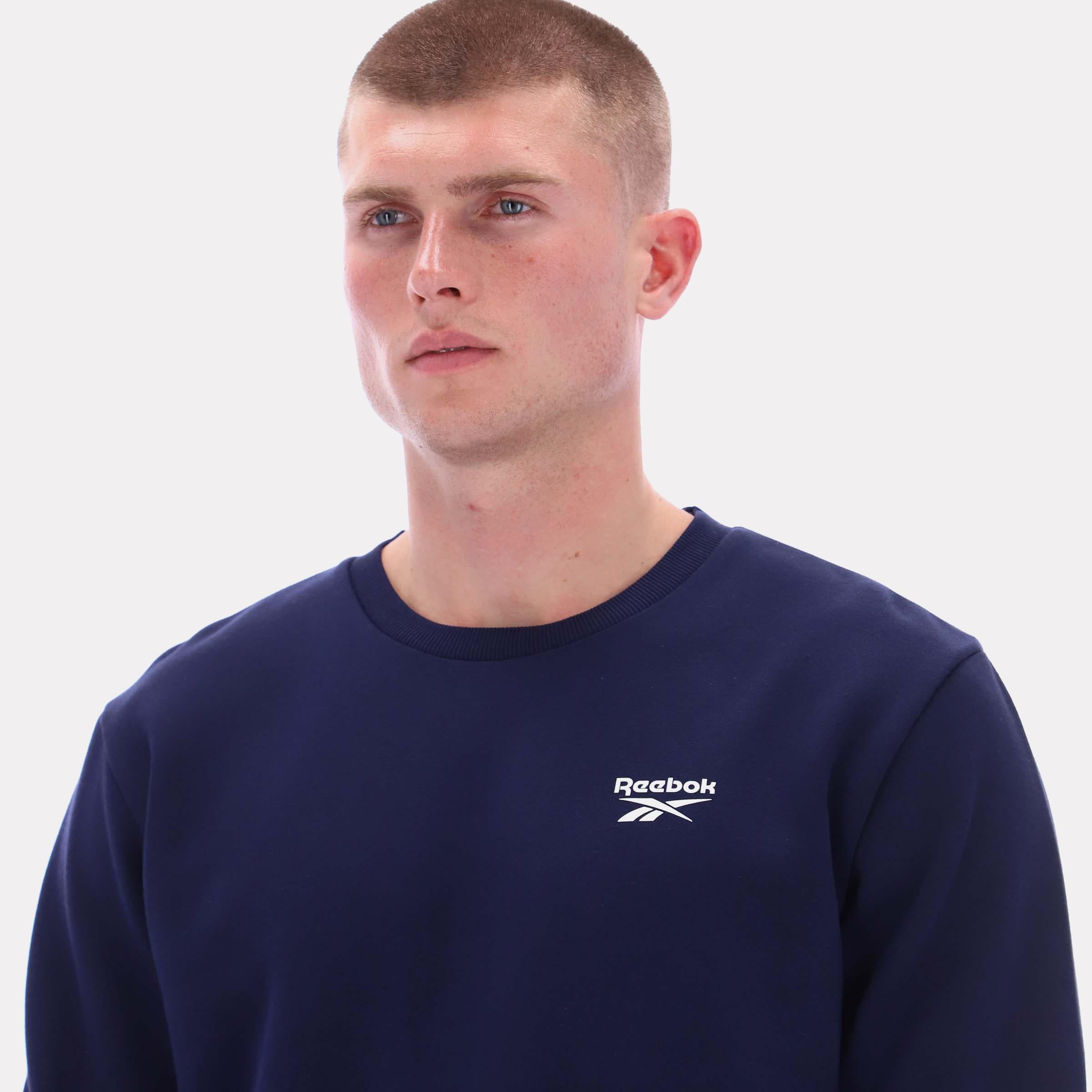Reebok Men's Kai Small Logo Crewneck Sweatshirt  In Navy REG