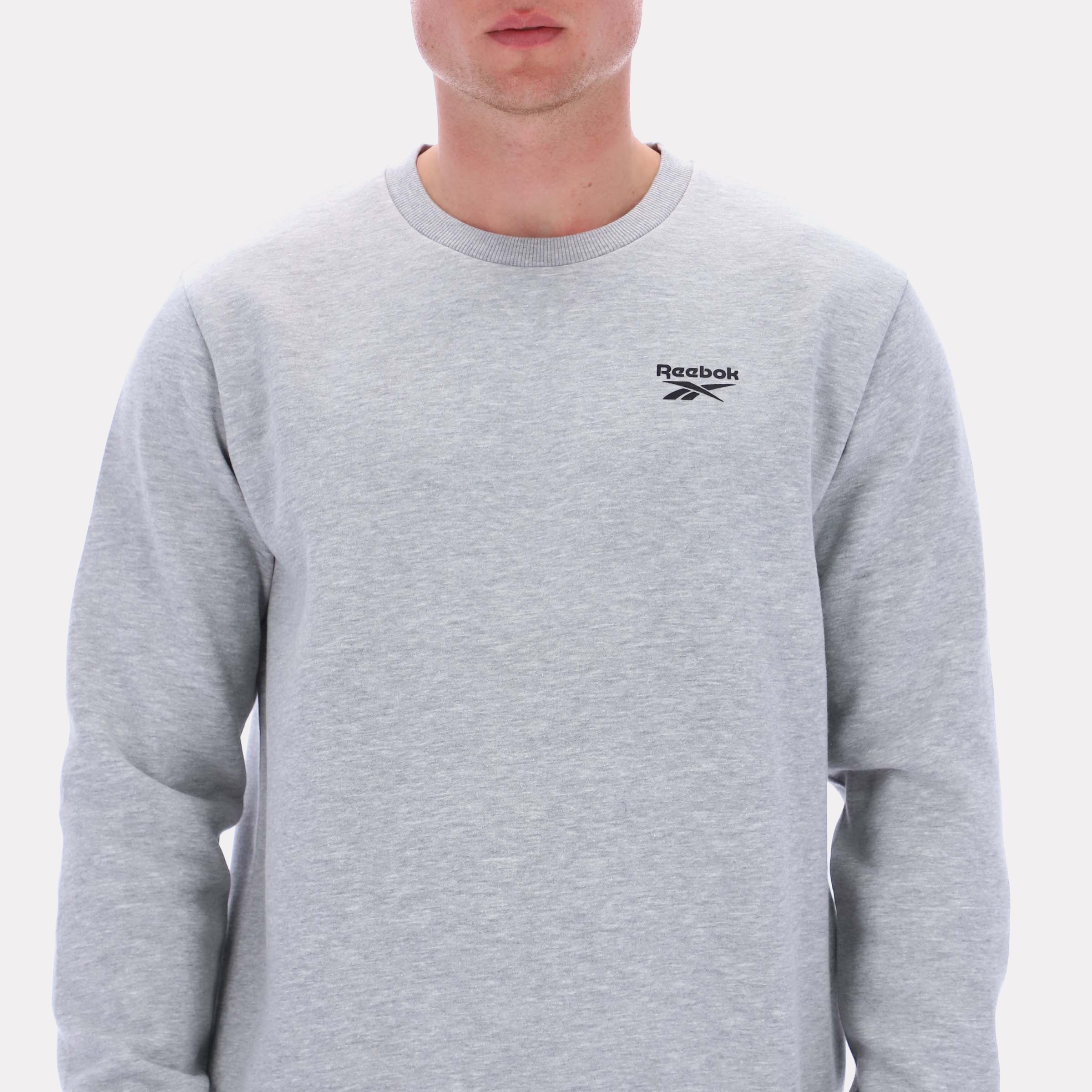 Reebok Men's Kai Small Logo Crewneck Sweatshirt  In Light Grey Marl REG