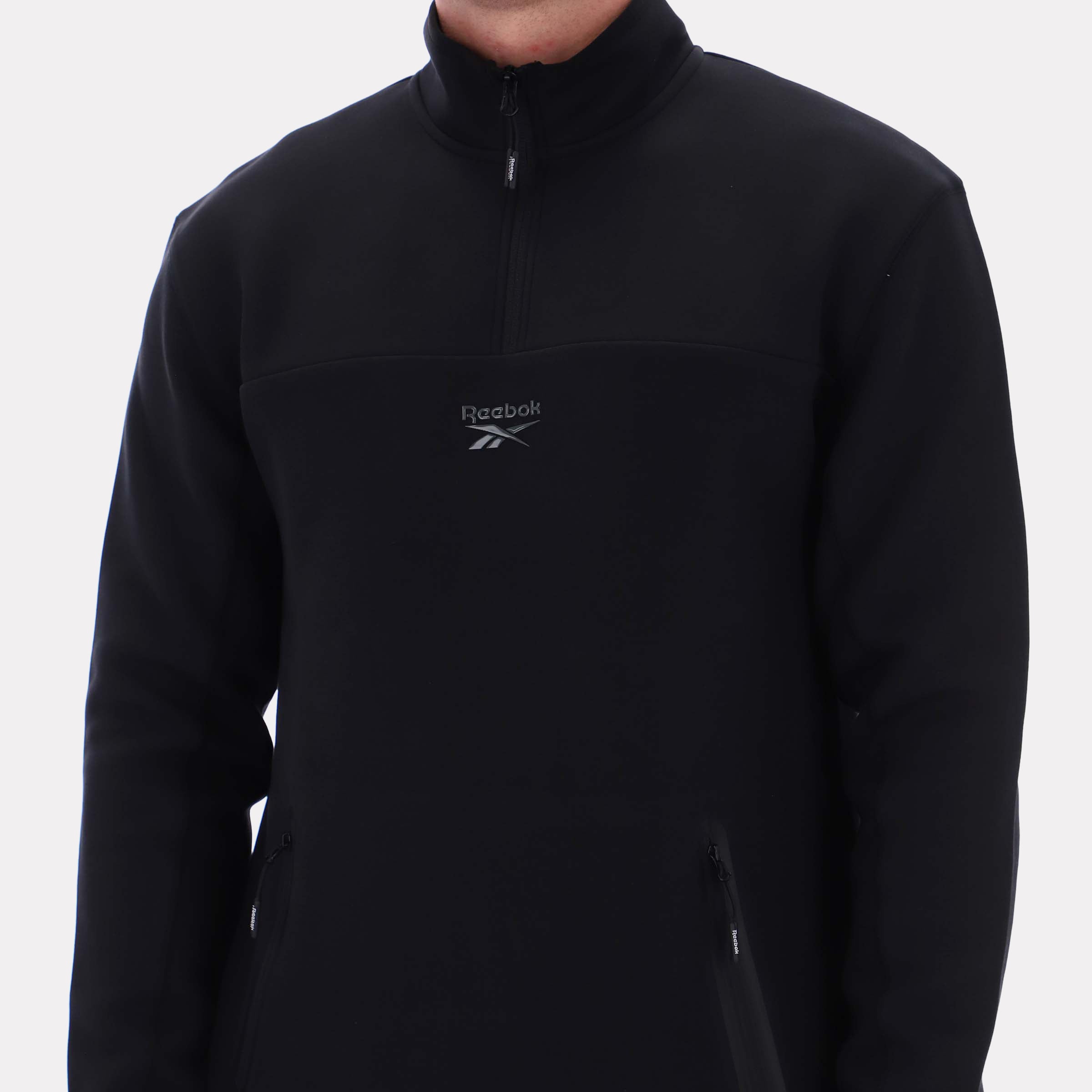 Reebok Men's Half Zip Fleece Top  In Black REG