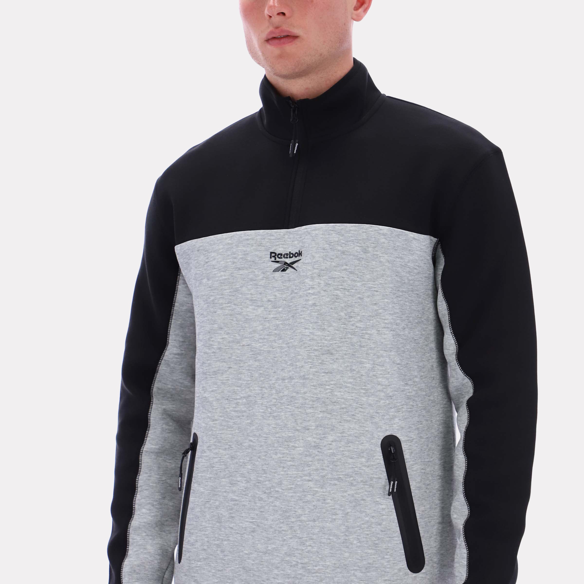 Reebok Men's Half Zip Fleece Top  In Grey REG