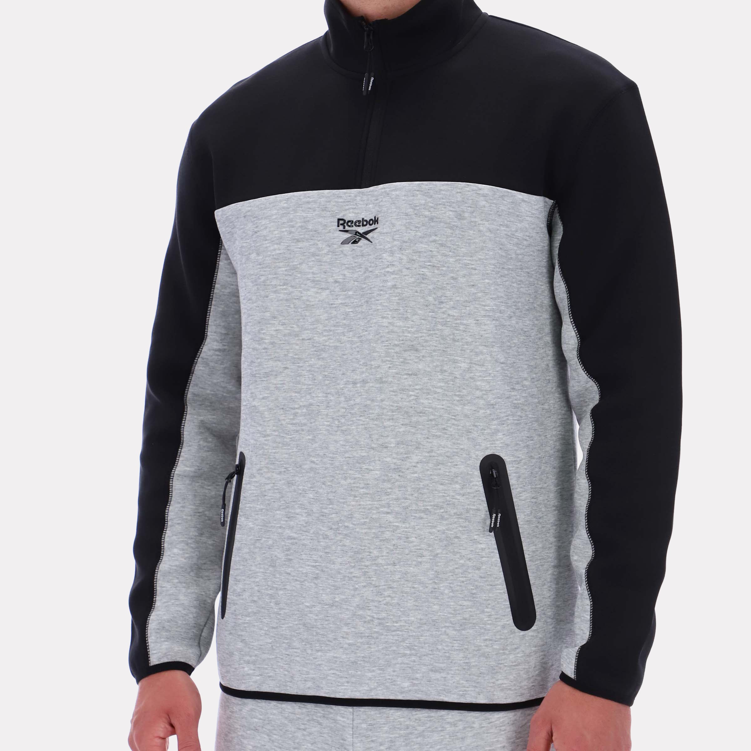 Reebok Men's Half Zip Fleece Top  In Grey REG