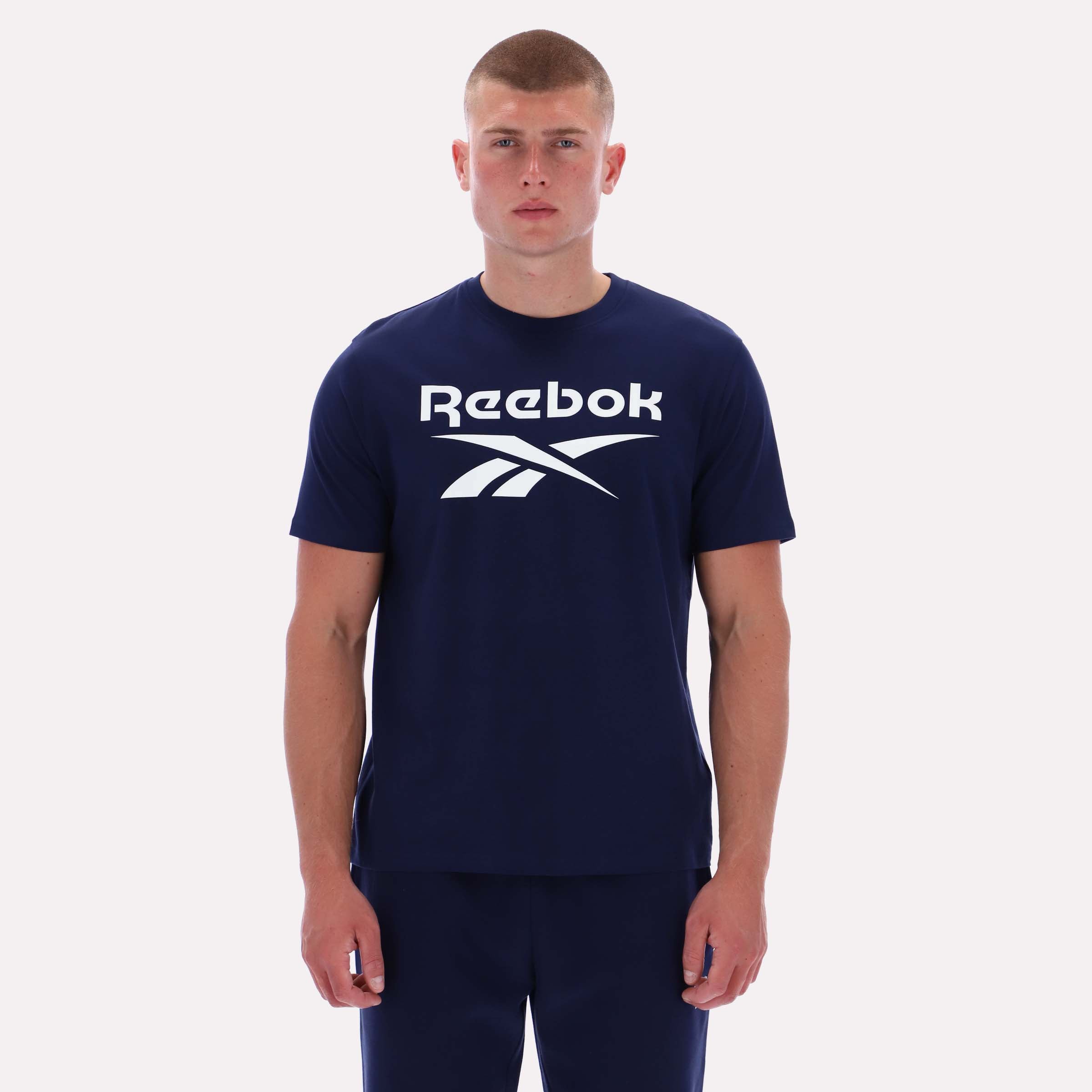 Reebok Men's Chad Big Logo Crew Neck Ss Tee  Reg In Navy